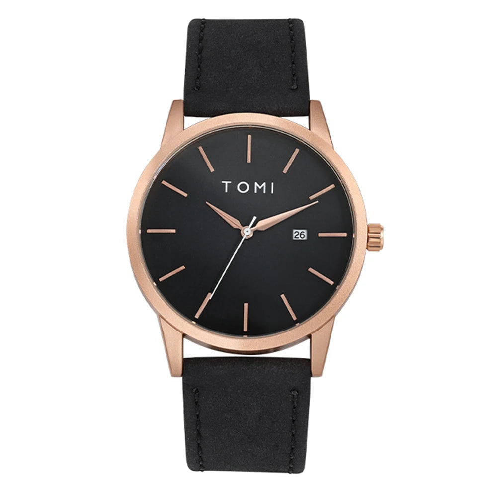 Relógio masculino da moda da marca TOMI luxuoso relógio de quartzo com design de mostrador de disco pequeno