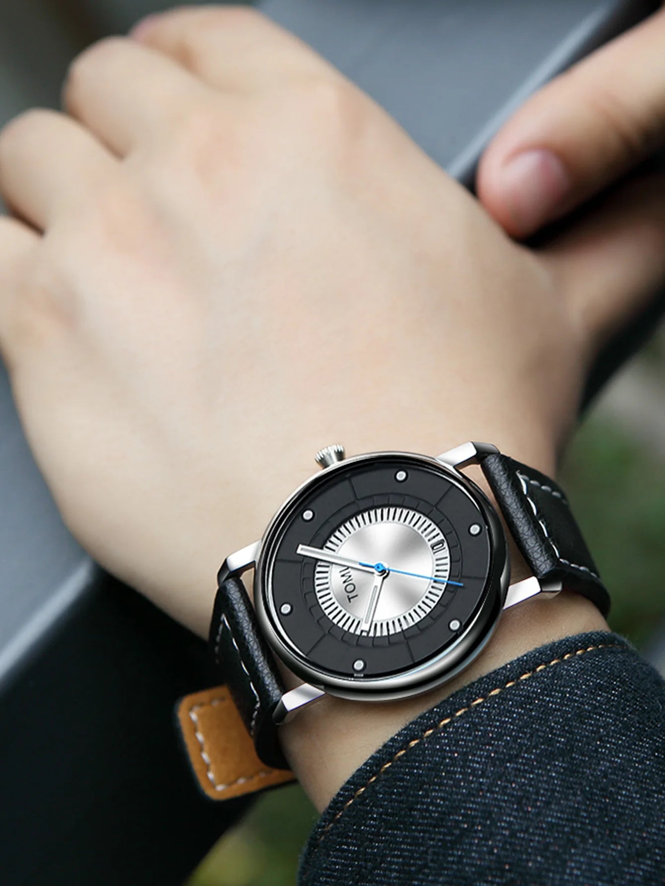 TOMI Relógio Masculino Minimalista Couro Preto Moda Minimalista Relógio de Quartzo Masculino Premium Business Quartz Watch