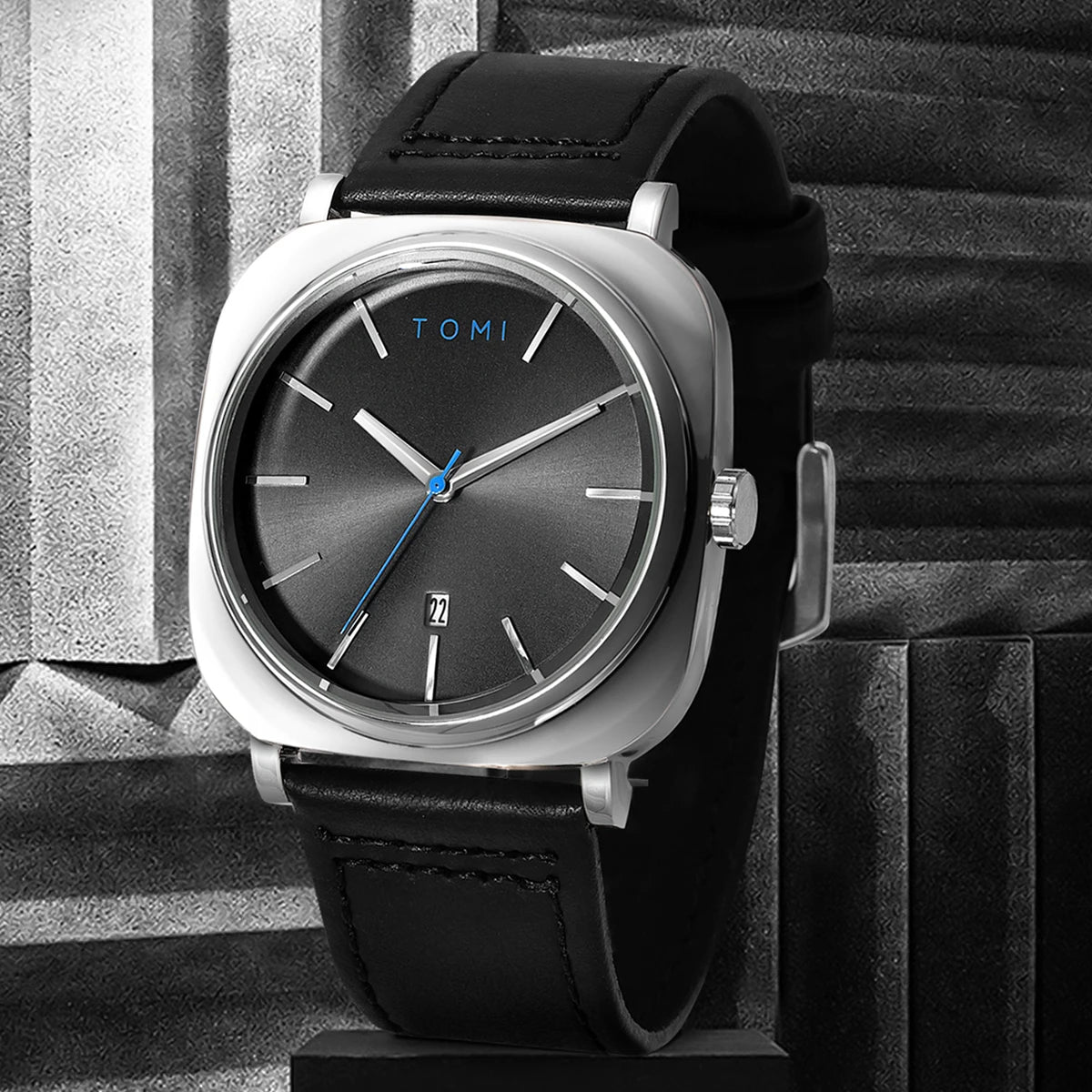 Tomi 2 pçs masculino casual moda relógio óculos conjunto de presente clássico simples caso quadrado relógio de quartzo masculino conjunto de presente reloj