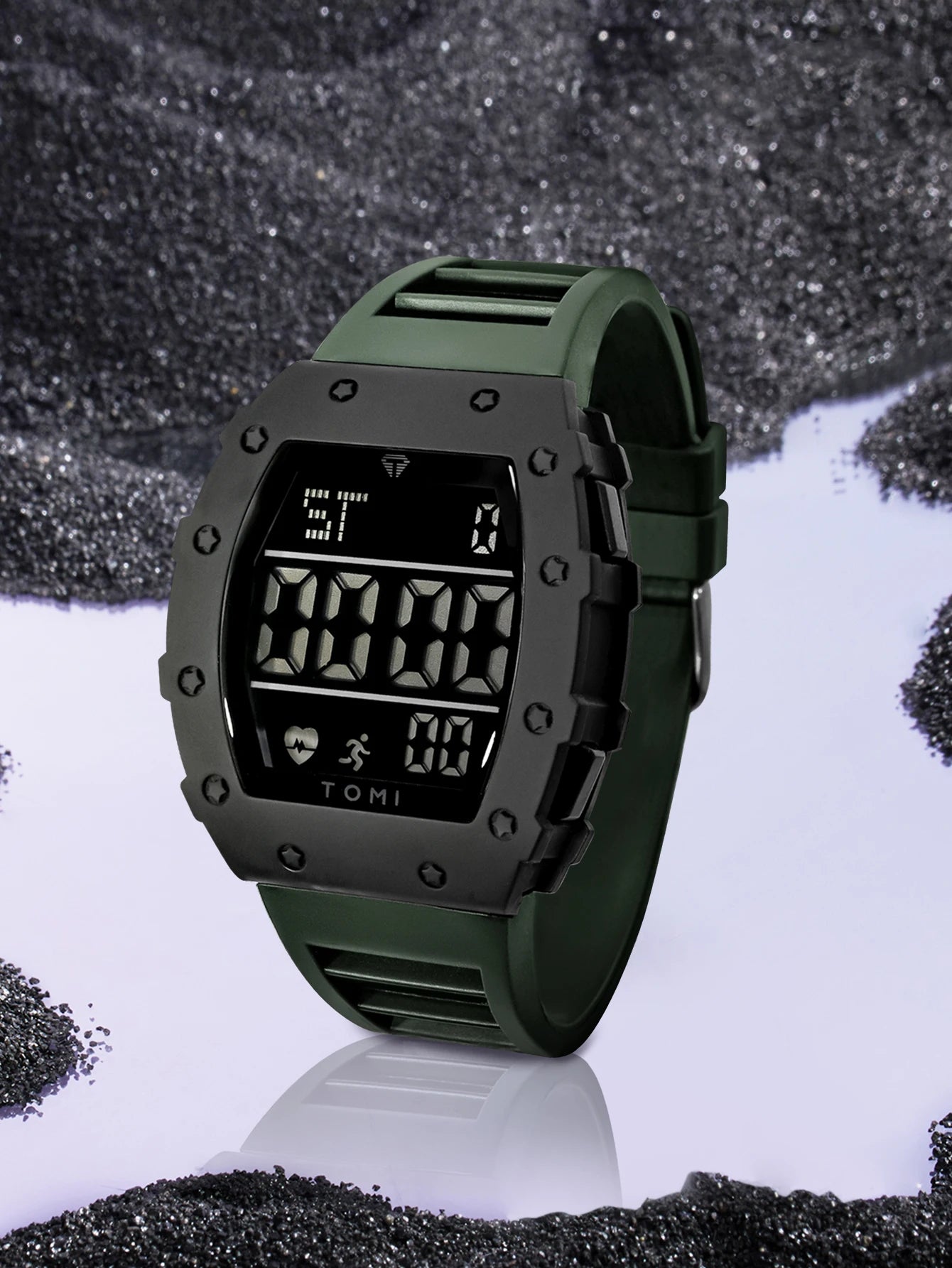 Tomi relógio digital led masculino barril de vinho relógio multifuncional ao ar livre à prova dwaterproof água fitness esportes relógio estudante