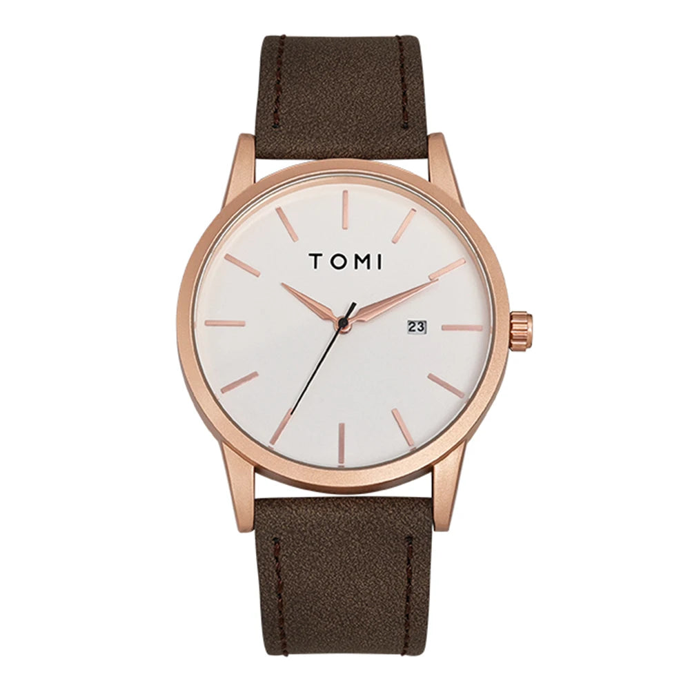 Relógio masculino da moda da marca TOMI luxuoso relógio de quartzo com design de mostrador de disco pequeno