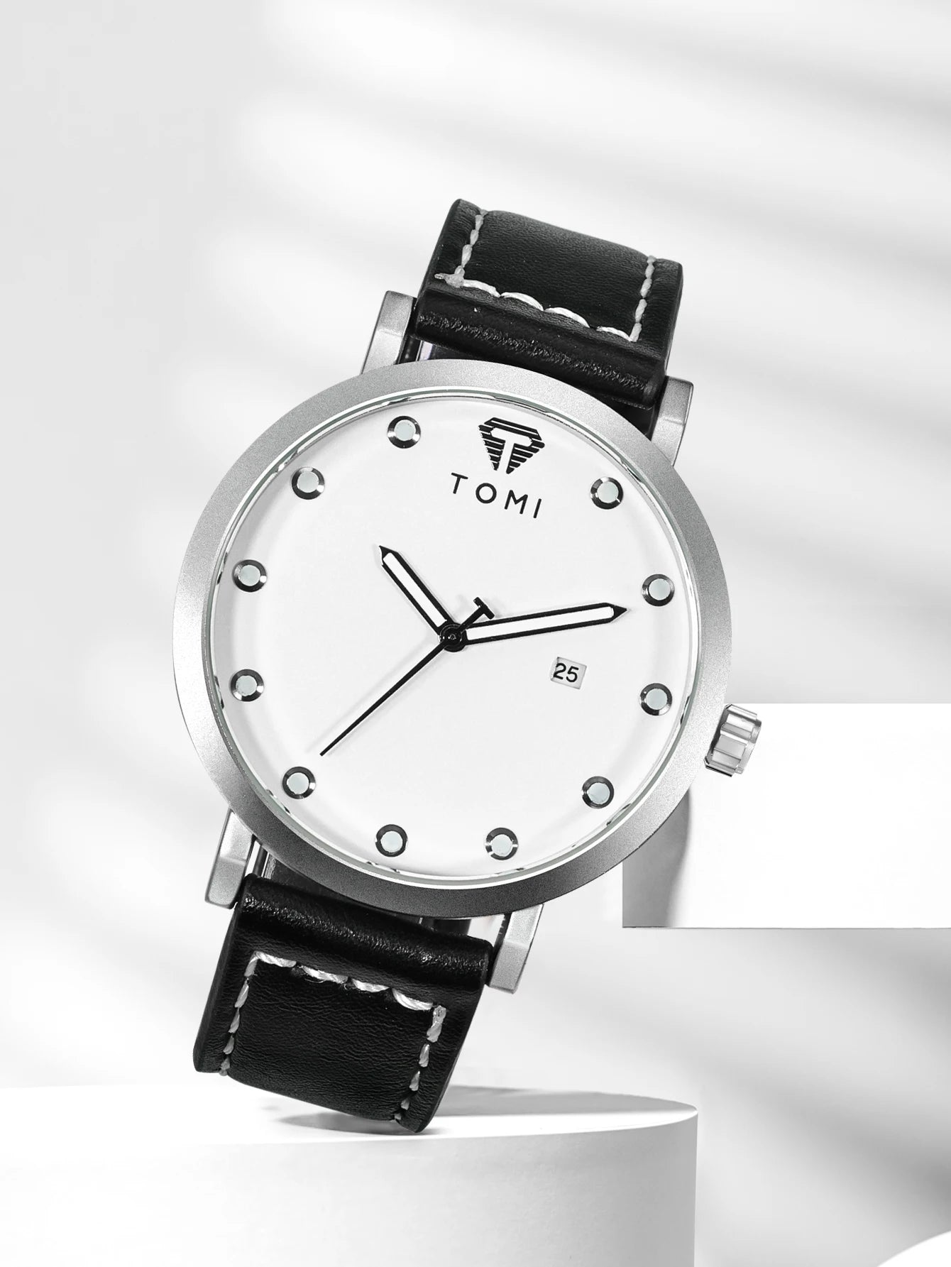 Tomi moda minimalista relógio masculino ao ar livre militar mostrador redondo relógio de quartzo de negócios masculino versátil retro relógio festival presente