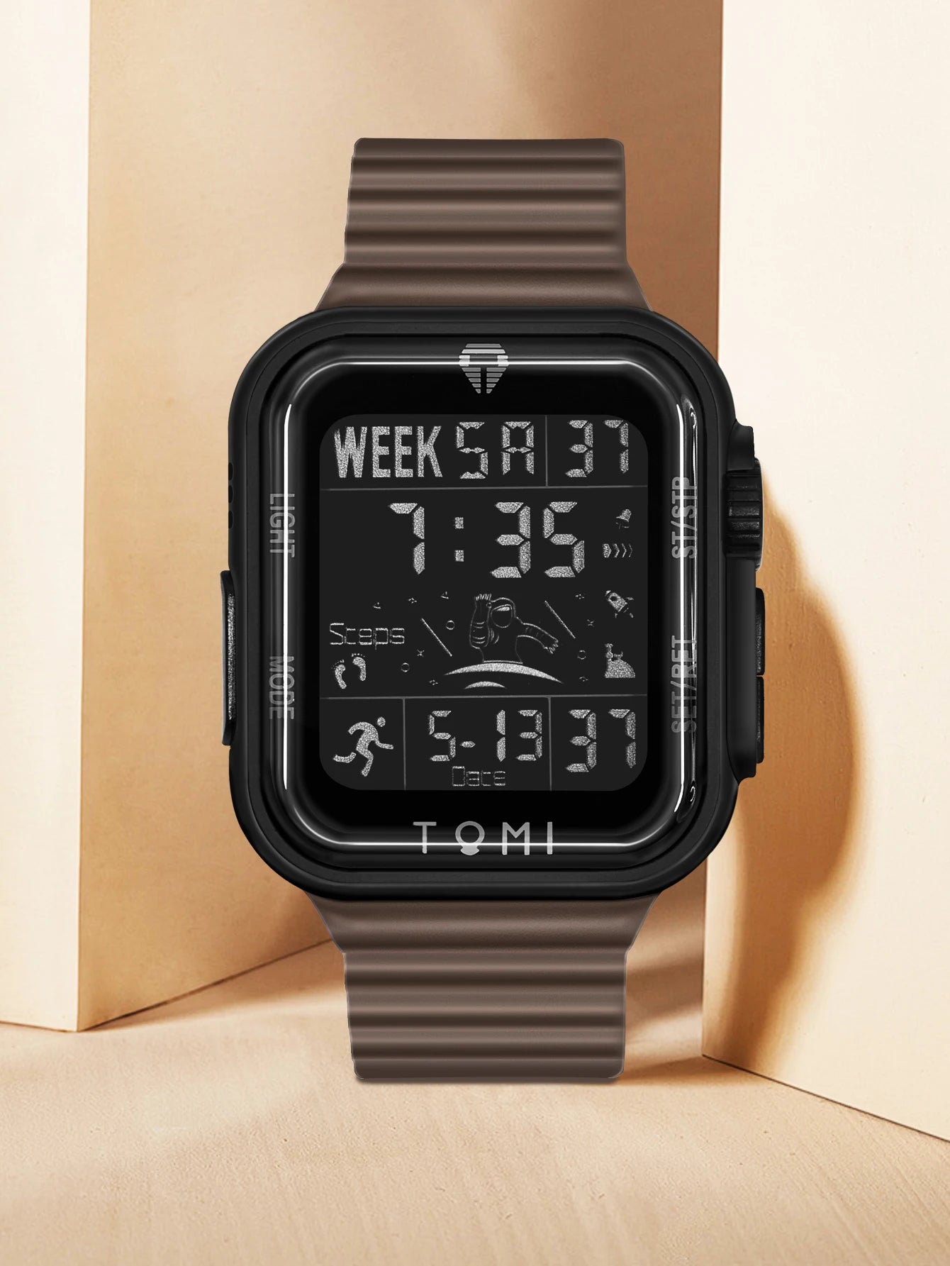 TOMI Pro Mens Smartwatch 1.86 '' AMOLED Tela Sensível Ao Toque Quadrado, Mostrador Obsidian, Data/Tempo/Semana Excluso Design Minimalista Elegante