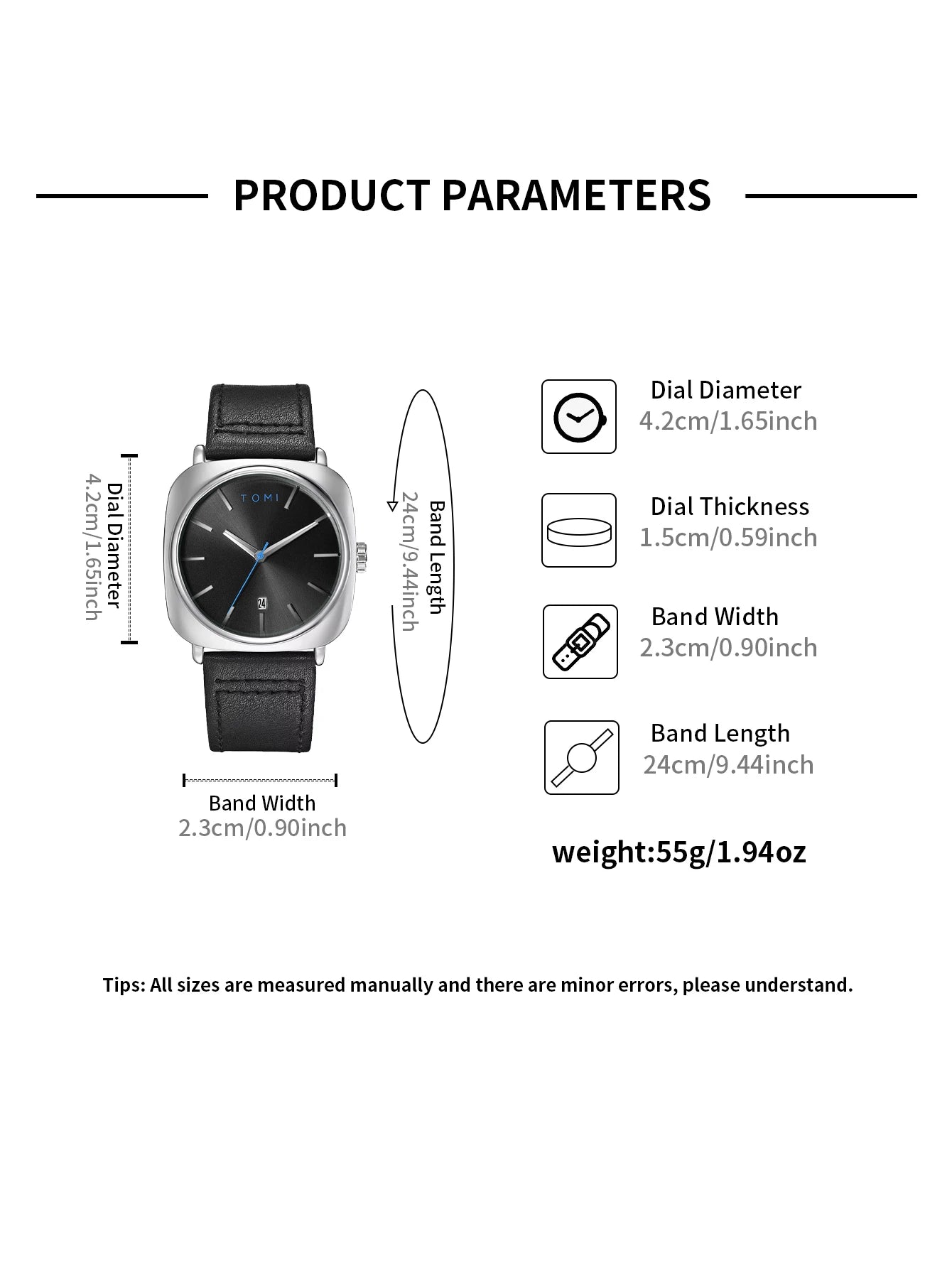Tomi 2 pçs masculino casual moda relógio óculos conjunto de presente clássico simples caso quadrado relógio de quartzo masculino conjunto de presente reloj