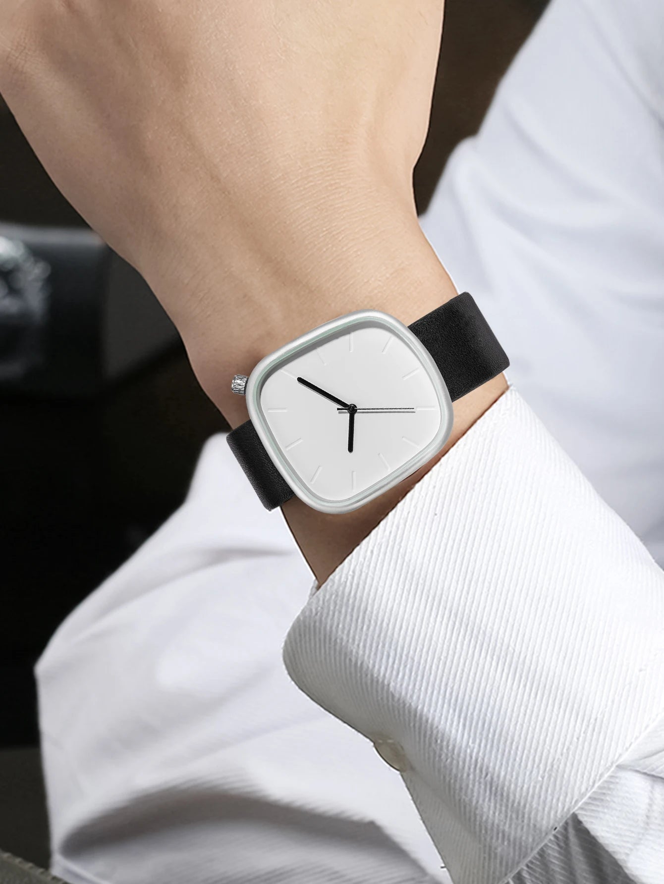 TOMI Relógio Minimalista Masculino Moda Versátil Relógio Quadrado Masculino e Feminino Escala Preto e Branco Relógio de Quartzo Premium