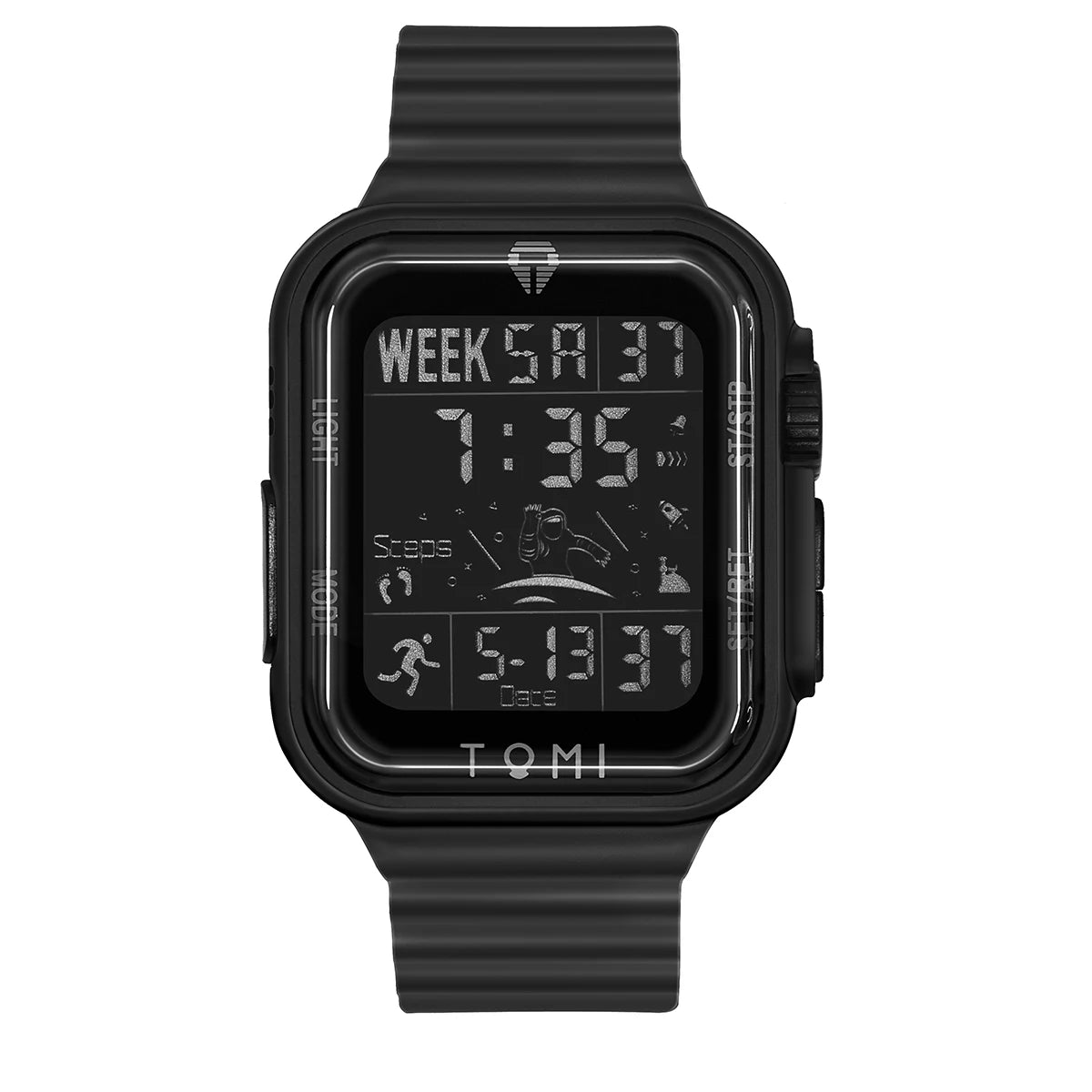TOMI Pro Mens Smartwatch 1.86 '' AMOLED Tela Sensível Ao Toque Quadrado, Mostrador Obsidian, Data/Tempo/Semana Excluso Design Minimalista Elegante