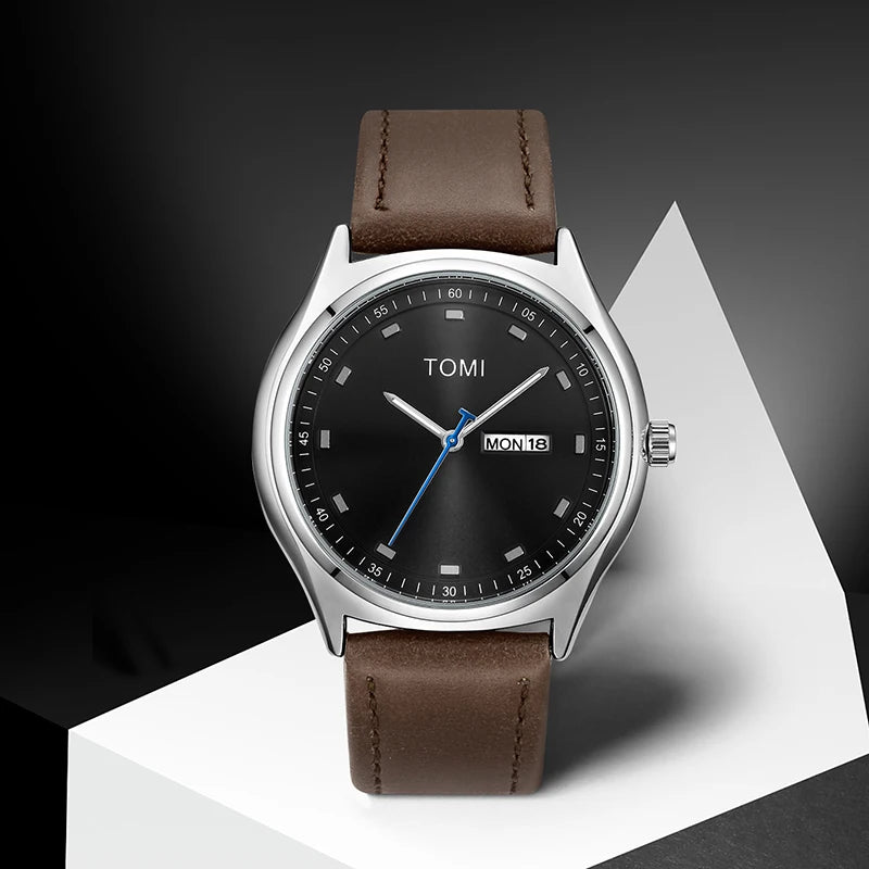 Tomi relógio masculino minimalista negócios casual relógio de quartzo masculino e feminino calendário elegante e versátil relógio de quartzo