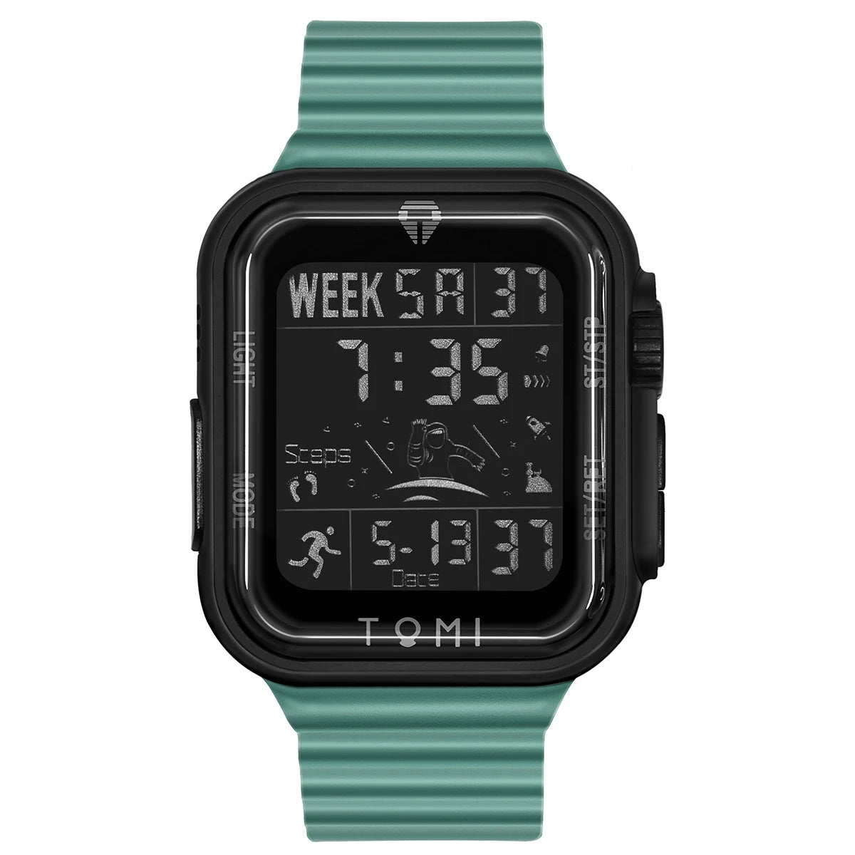 TOMI Pro Mens Smartwatch 1.86 '' AMOLED Tela Sensível Ao Toque Quadrado, Mostrador Obsidian, Data/Tempo/Semana Excluso Design Minimalista Elegante