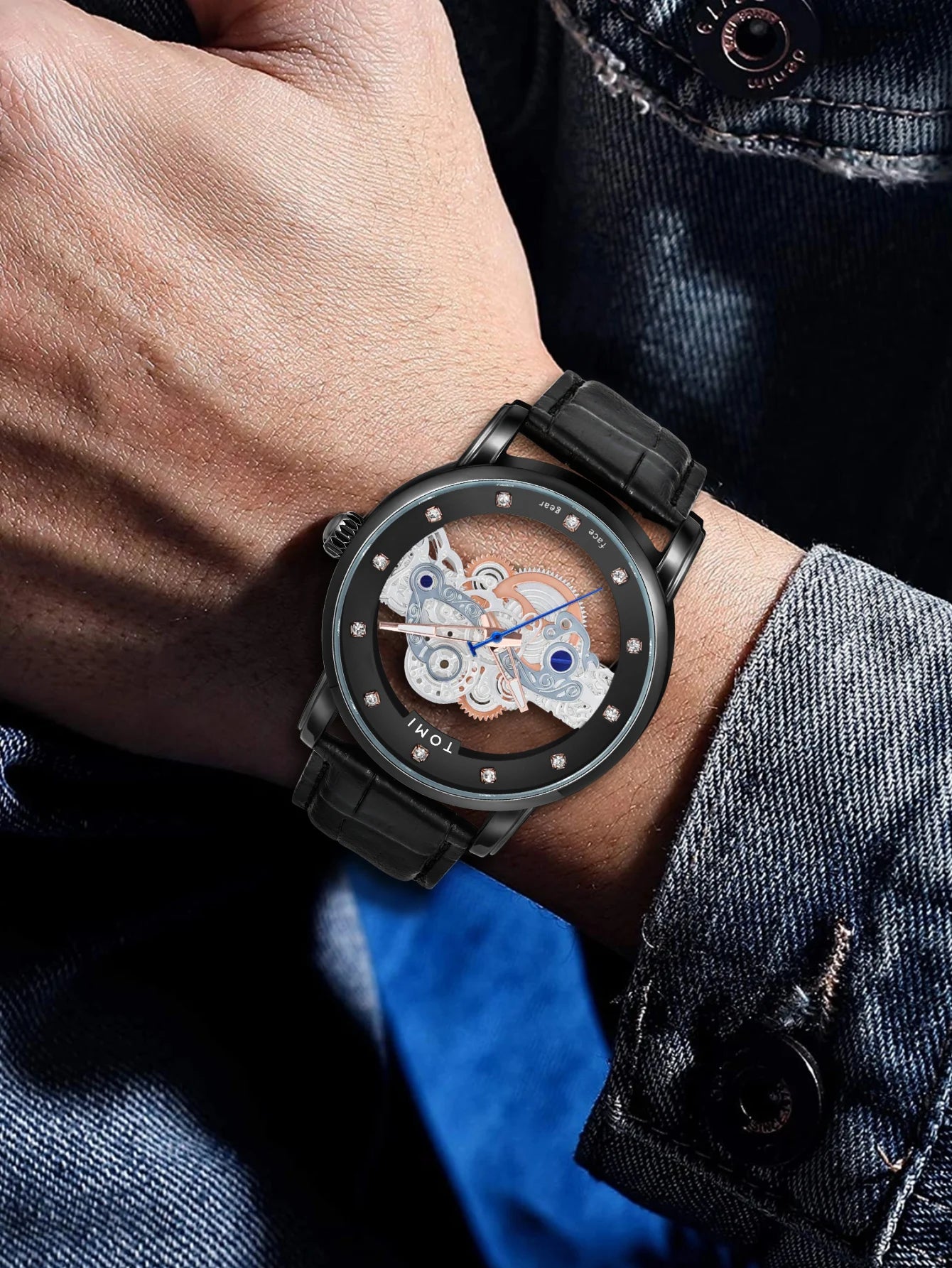 TOMI Novo relógio popular de luxo casual masculino e feminino relógio de quartzo com diamante oco