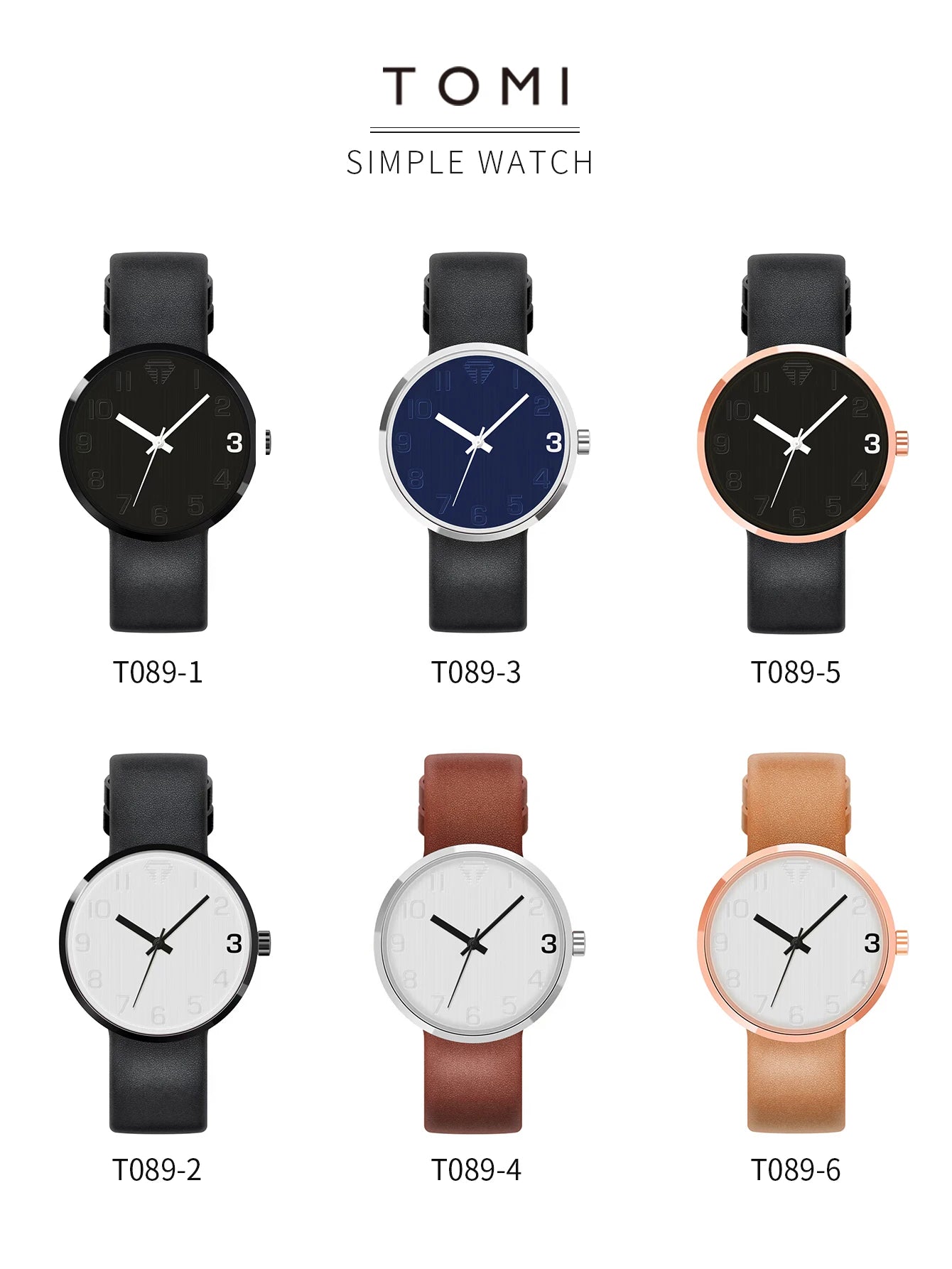 TOMI Relógio Masculino Luxo Cinto Marrom Relógio de Quartzo Masculino e Feminino Lazer Simples Relógio Masculino Presente