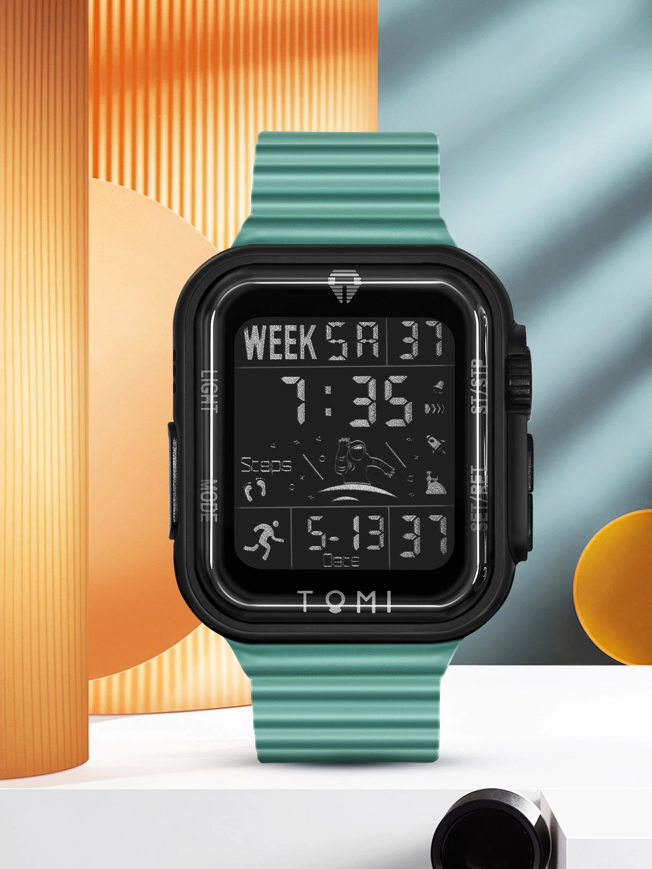 TOMI Pro Mens Smartwatch 1.86 '' AMOLED Tela Sensível Ao Toque Quadrado, Mostrador Obsidian, Data/Tempo/Semana Excluso Design Minimalista Elegante