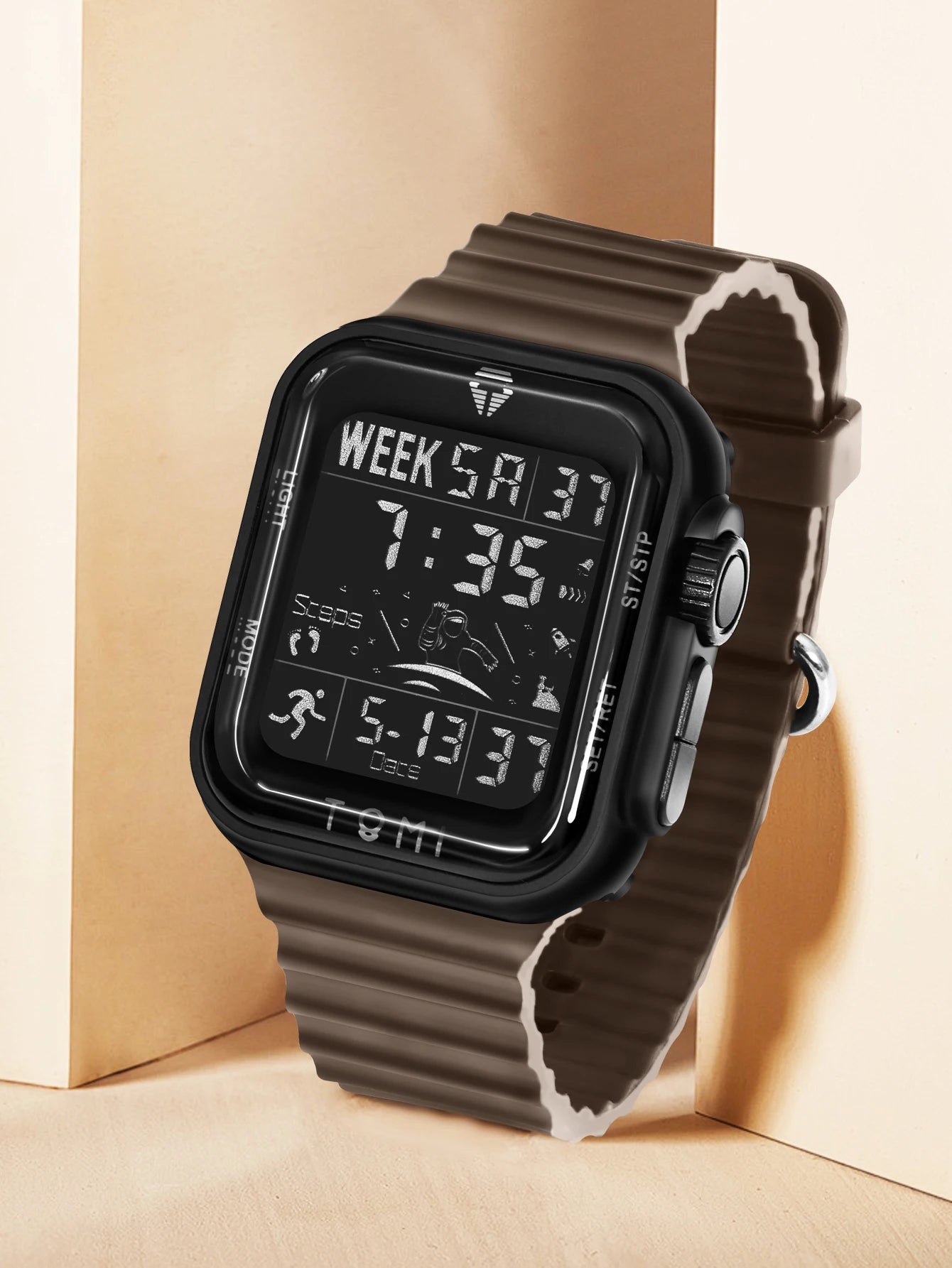 TOMI Pro Mens Smartwatch 1.86 '' AMOLED Tela Sensível Ao Toque Quadrado, Mostrador Obsidian, Data/Tempo/Semana Excluso Design Minimalista Elegante