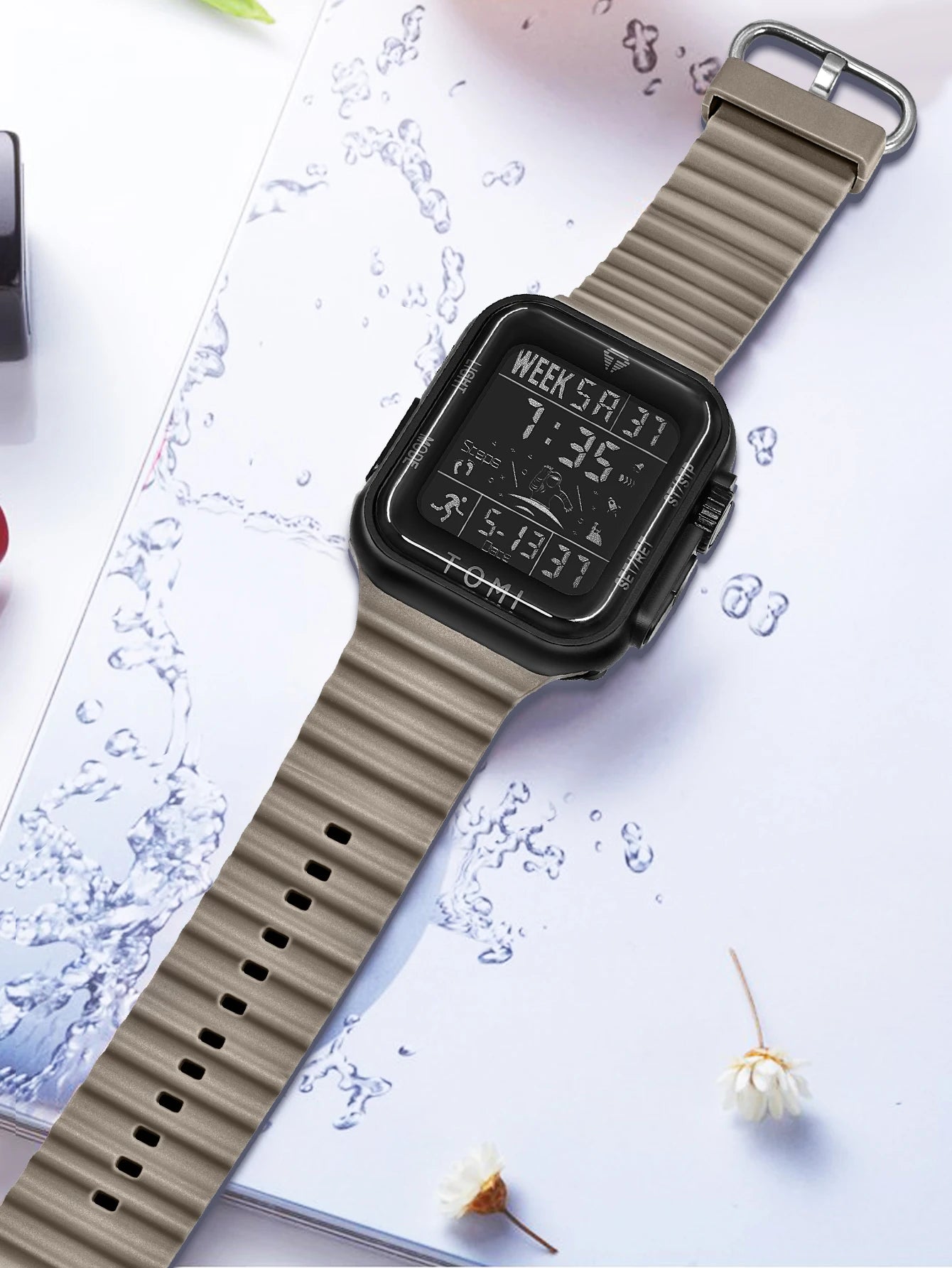 TOMI Pro Mens Smartwatch 1.86 '' AMOLED Tela Sensível Ao Toque Quadrado, Mostrador Obsidian, Data/Tempo/Semana Excluso Design Minimalista Elegante