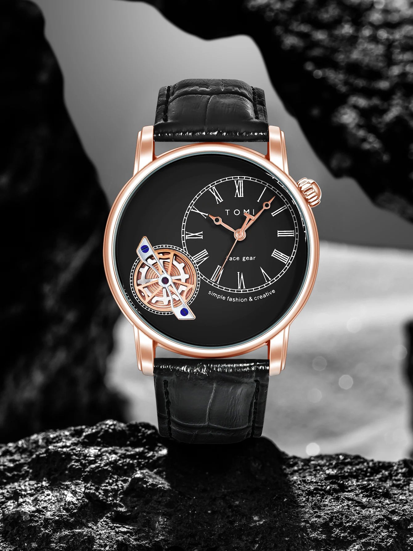 Tomi conjunto caixa de presente luxo e elegante relógio de quartzo masculino calendário de lazer pulseira dupla relógio de quartzo presente do festival