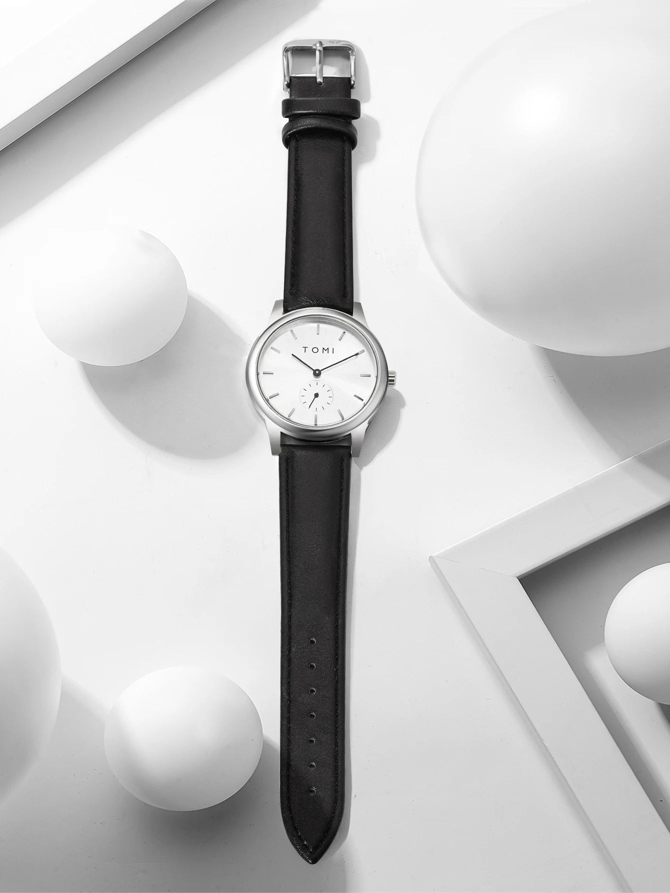TOMI Fashion Masculino Relógio de quartzo com meio cinto de dois pinos casual e minimalista masculino