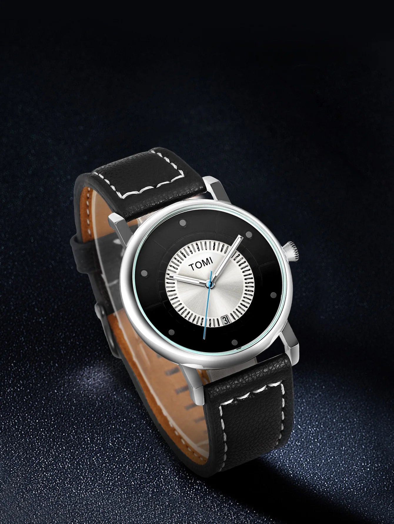 TOMI Relógio Masculino Minimalista Couro Preto Moda Minimalista Relógio de Quartzo Masculino Premium Business Quartz Watch