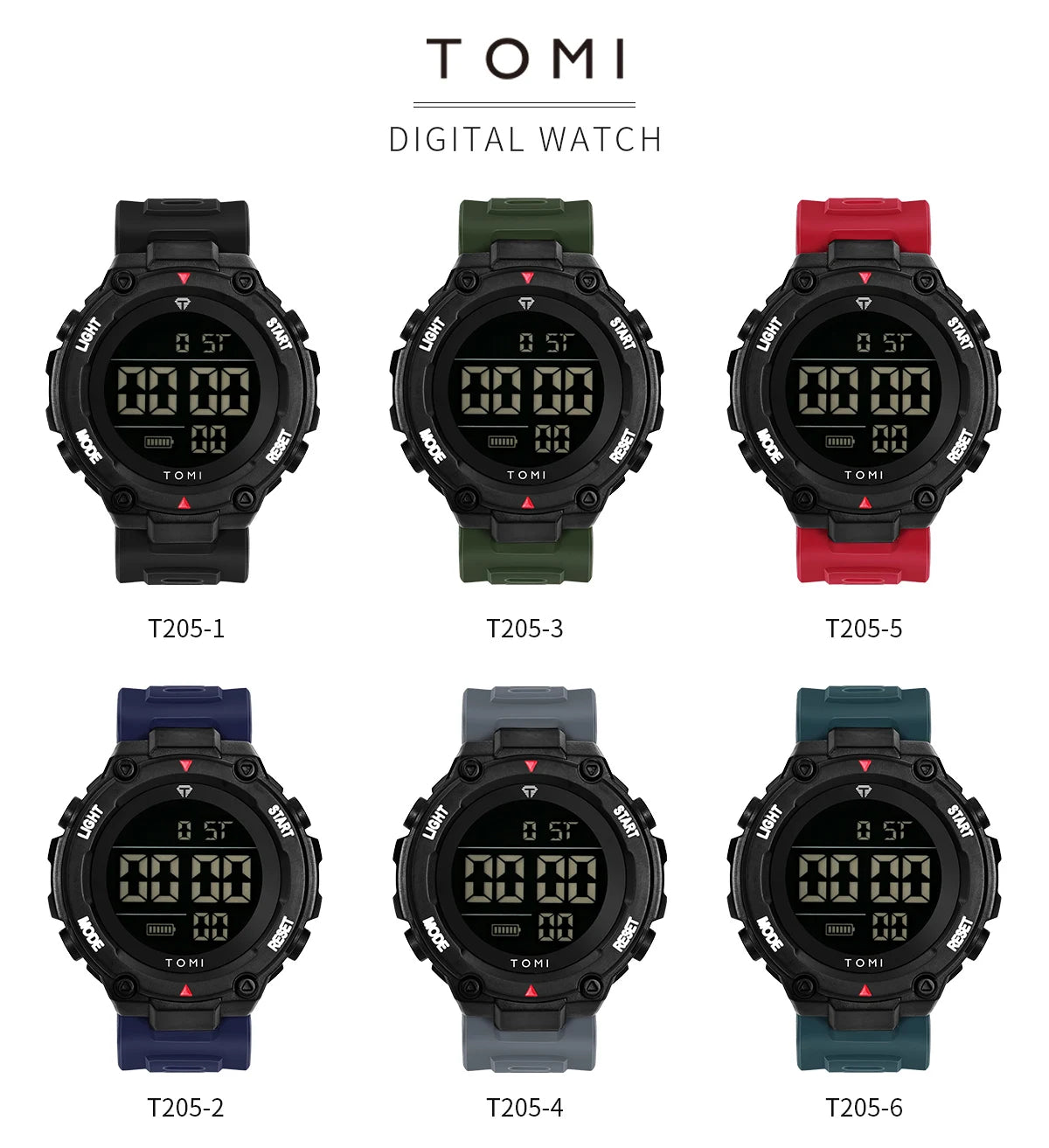TOMI Relógio Digital Tático Militar Verde Preto 4 Botões Modos Esportivos À Prova de Choque À Prova D 'Água Caminhadas Ao Ar Livre