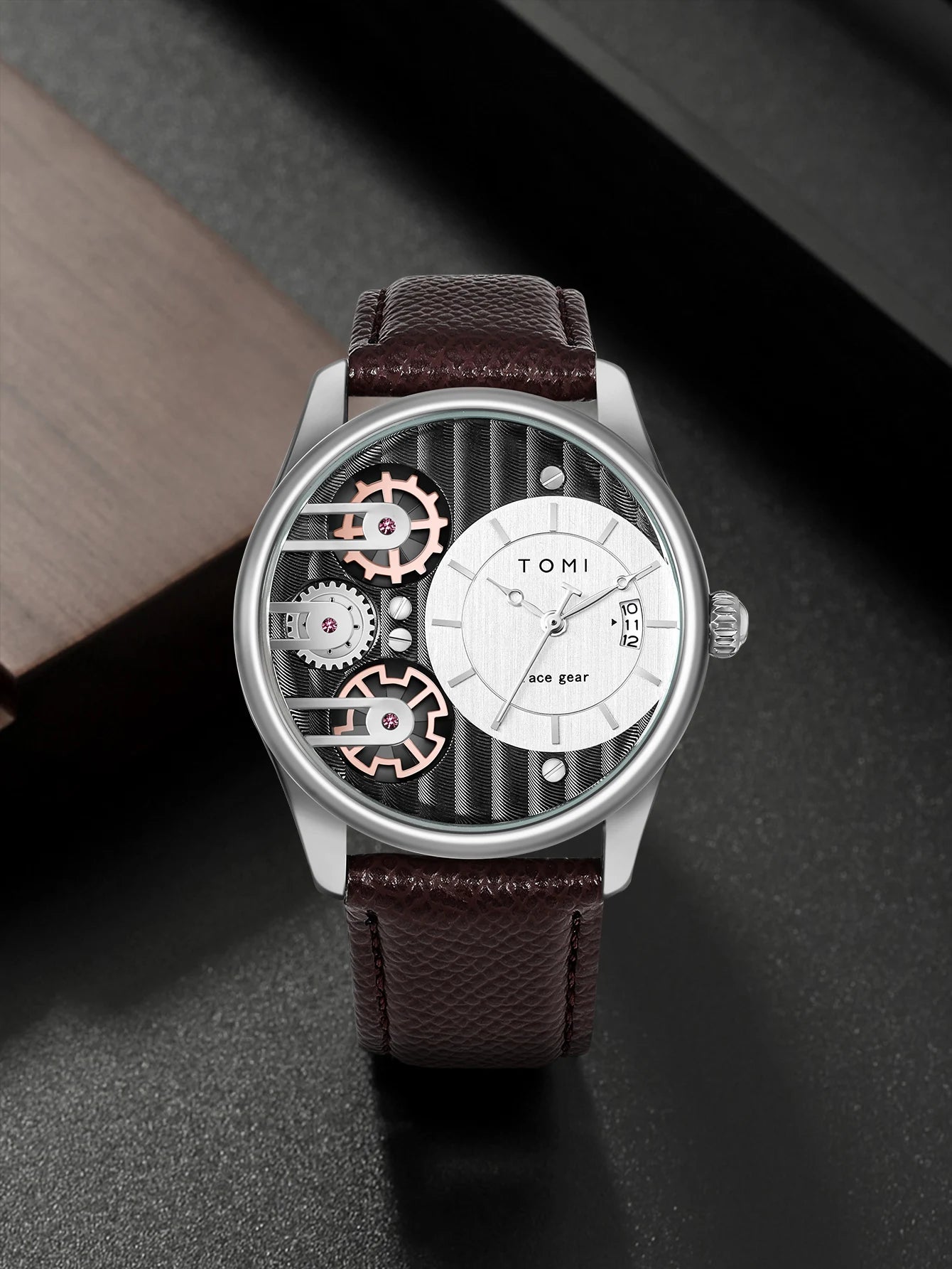 Relógio de quartzo de pulseira destacável TOMI masculino, conjunto combinado caixa presente, luxo e negócios simples, presente Festival