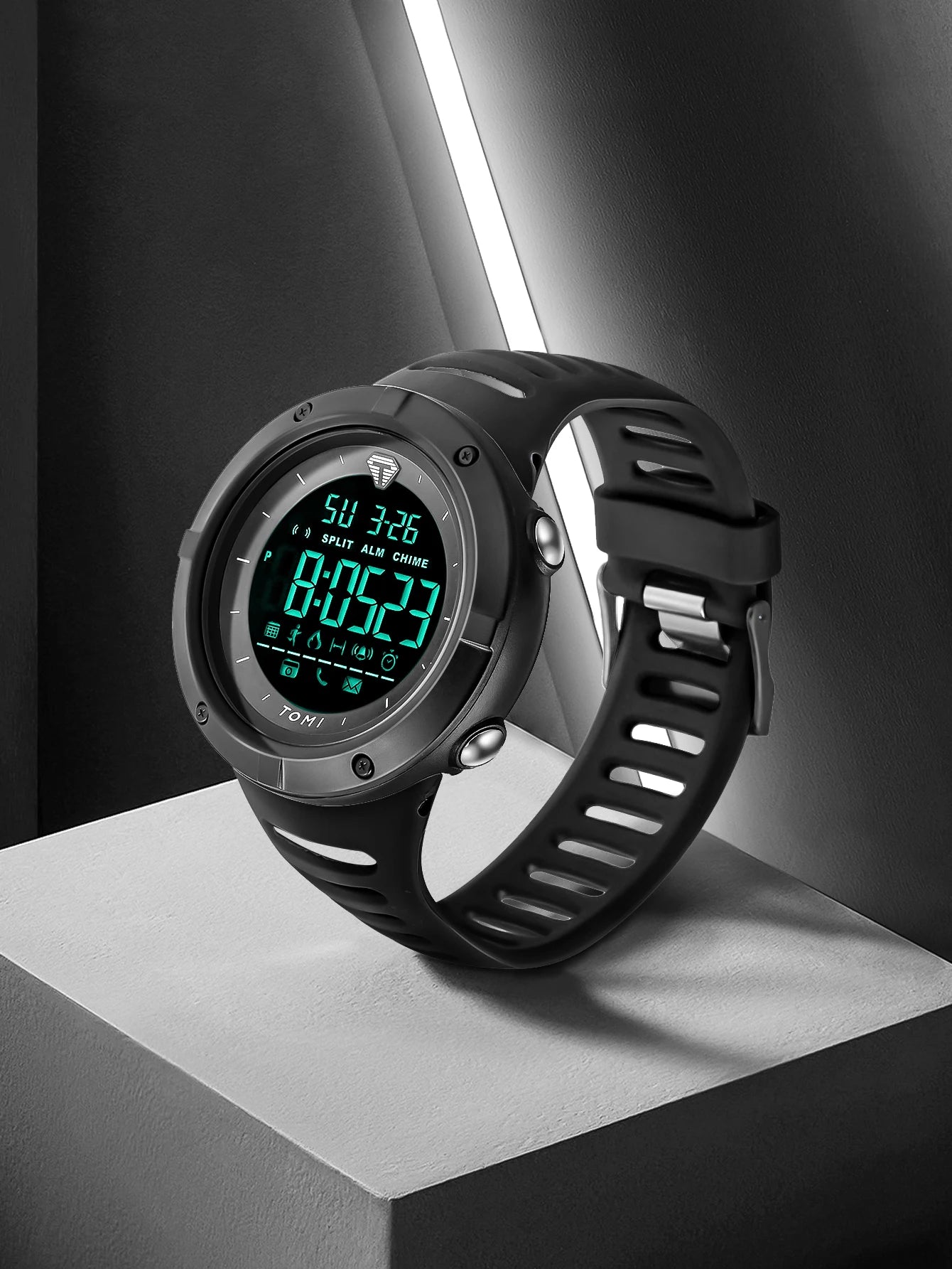 Relógio masculino TOMI Night Glow à prova d'água moda digital TPU material relógio esportivo