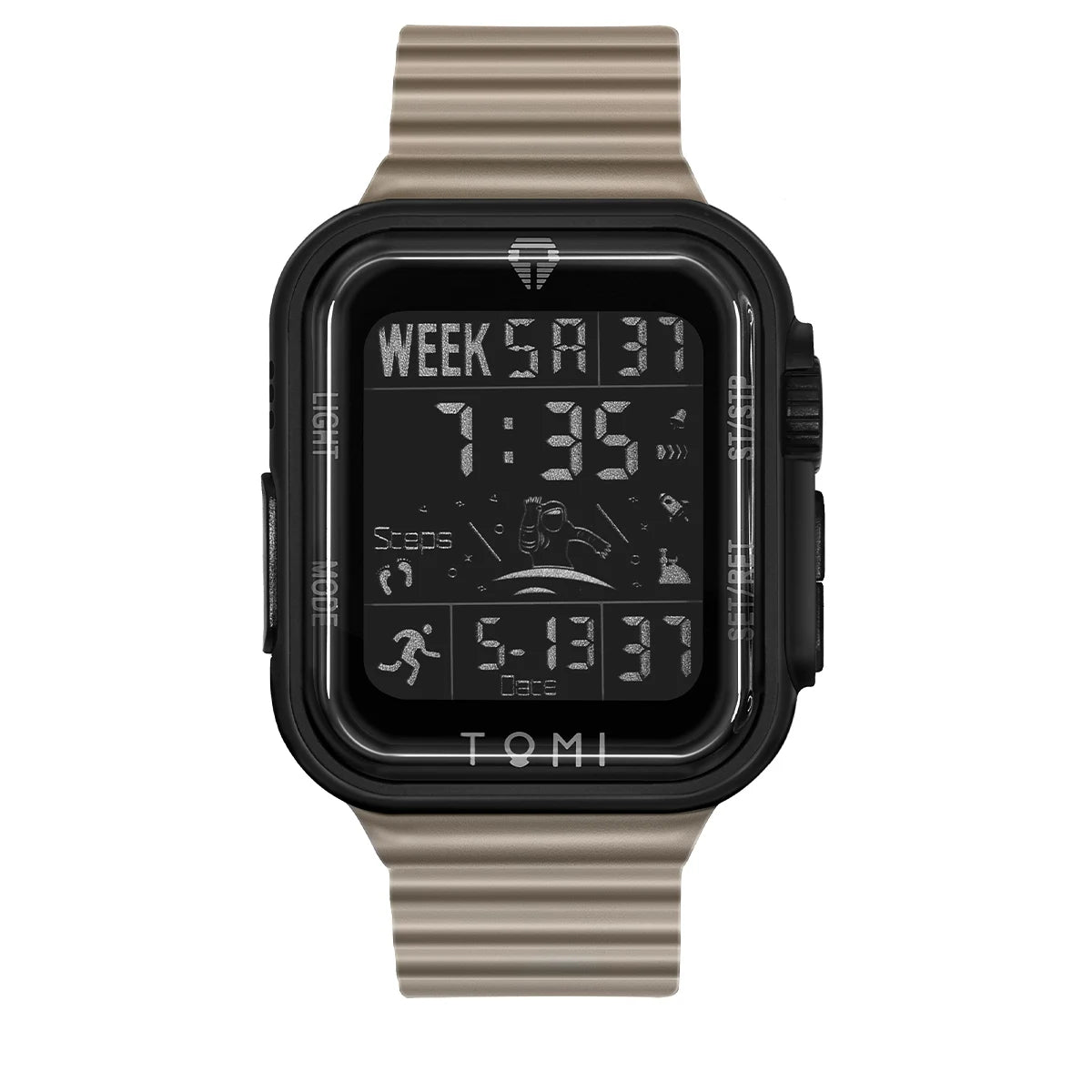 TOMI Pro Mens Smartwatch 1.86 '' AMOLED Tela Sensível Ao Toque Quadrado, Mostrador Obsidian, Data/Tempo/Semana Excluso Design Minimalista Elegante