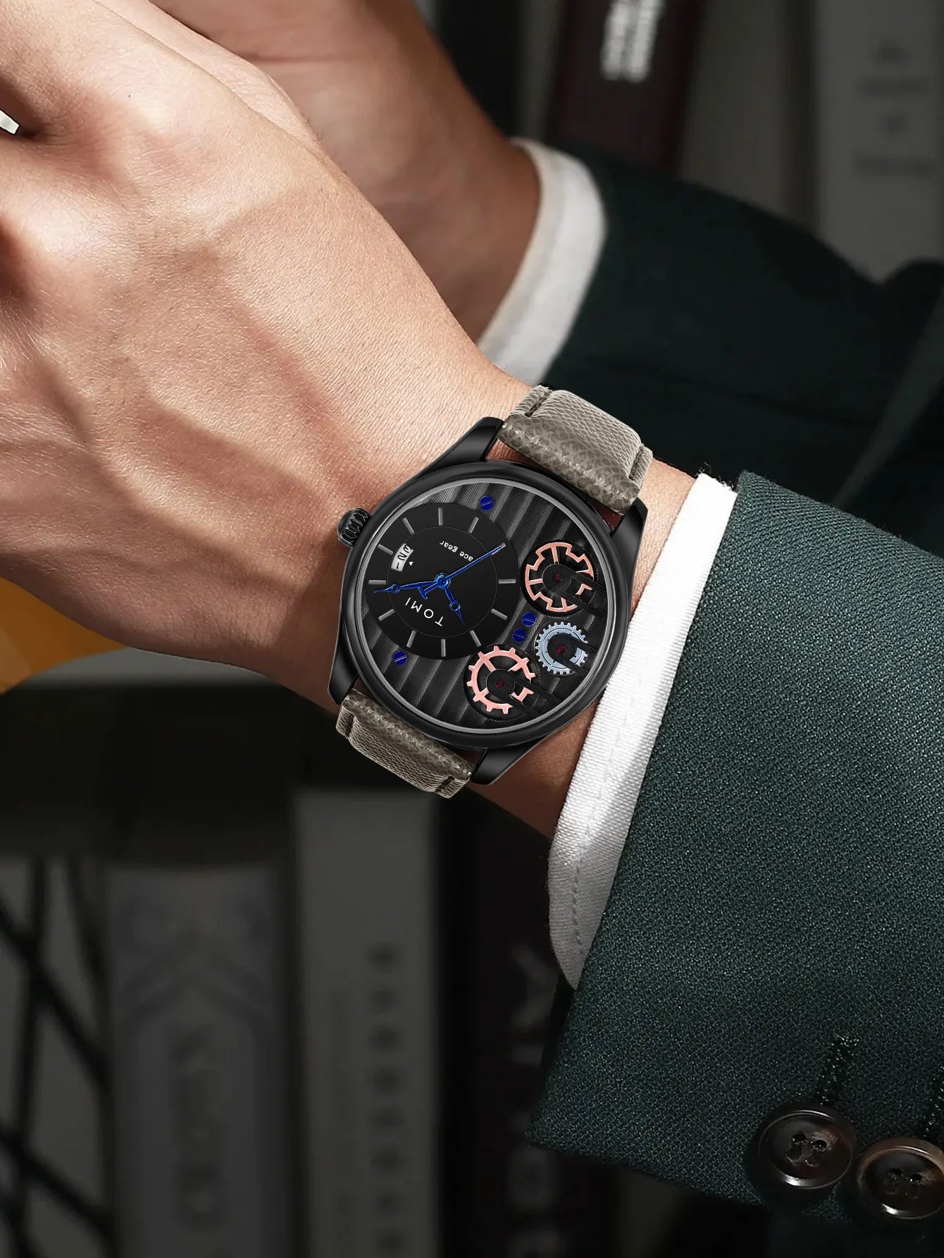 Relógio de quartzo de pulseira destacável TOMI masculino, conjunto combinado caixa presente, luxo e negócios simples, presente Festival