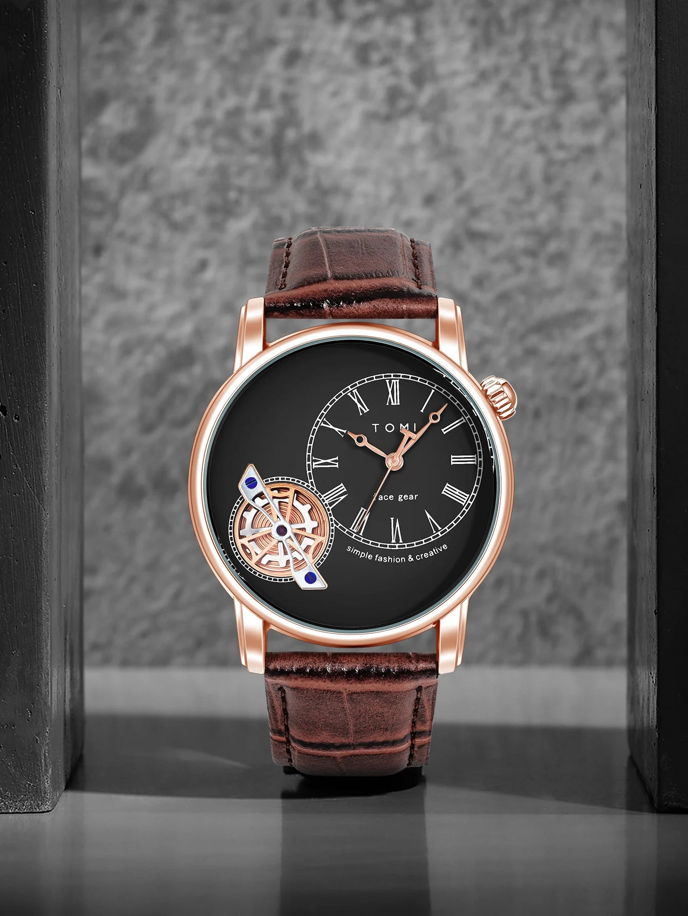 Tomi conjunto caixa de presente luxo e elegante relógio de quartzo masculino calendário de lazer pulseira dupla relógio de quartzo presente do festival