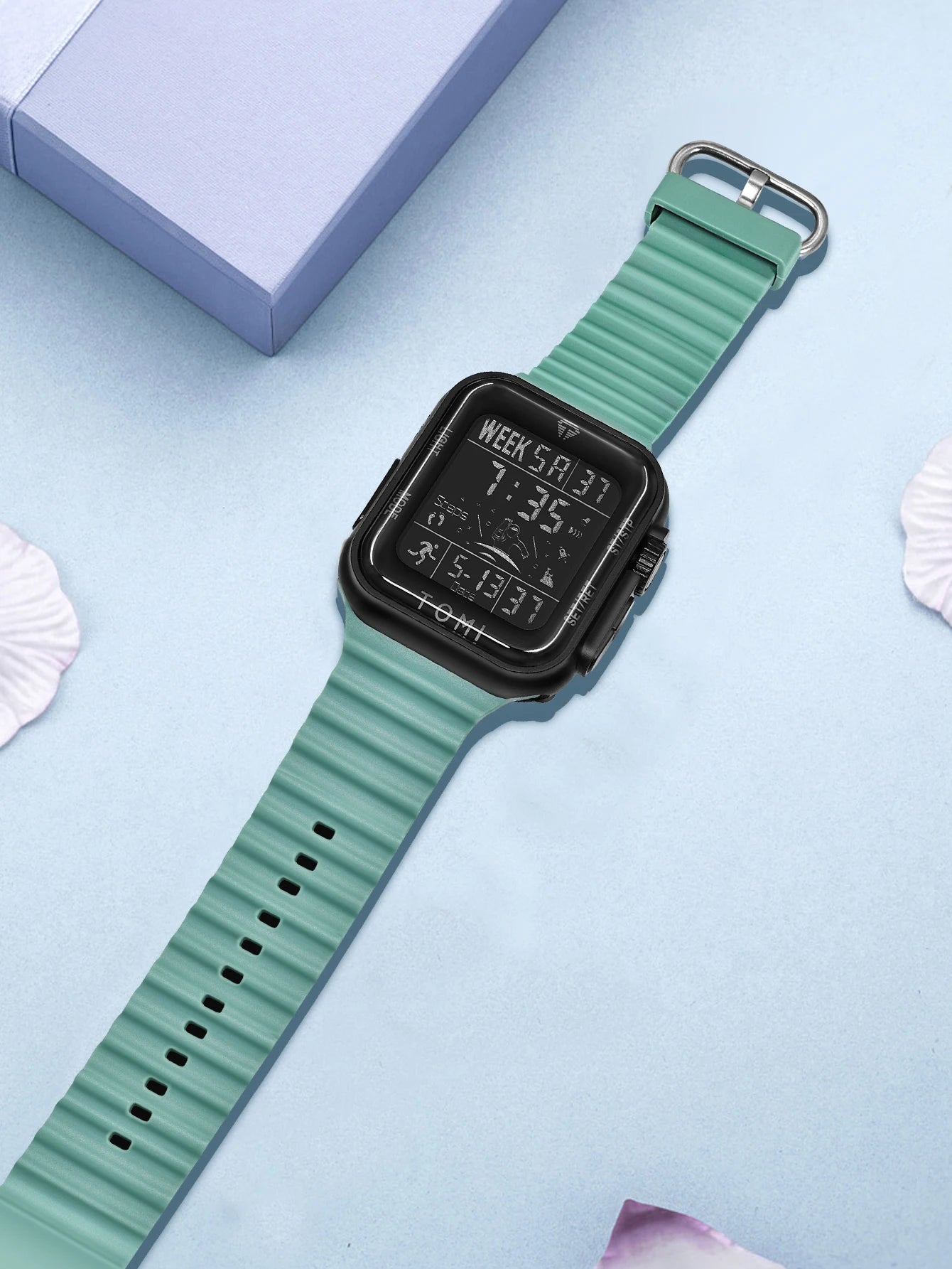 TOMI Pro Mens Smartwatch 1.86 '' AMOLED Tela Sensível Ao Toque Quadrado, Mostrador Obsidian, Data/Tempo/Semana Excluso Design Minimalista Elegante