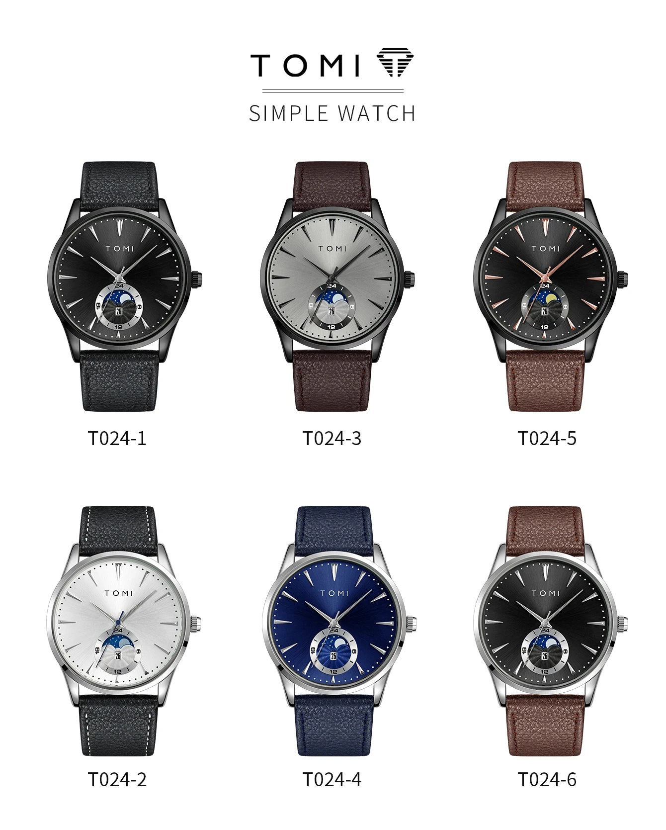 TOMI Homens Luxo Pulseira de Couro Relógio Negócios e Lazer Grande Mostrador Calendário Homens Relógio de Quartzo Relogio masculino
