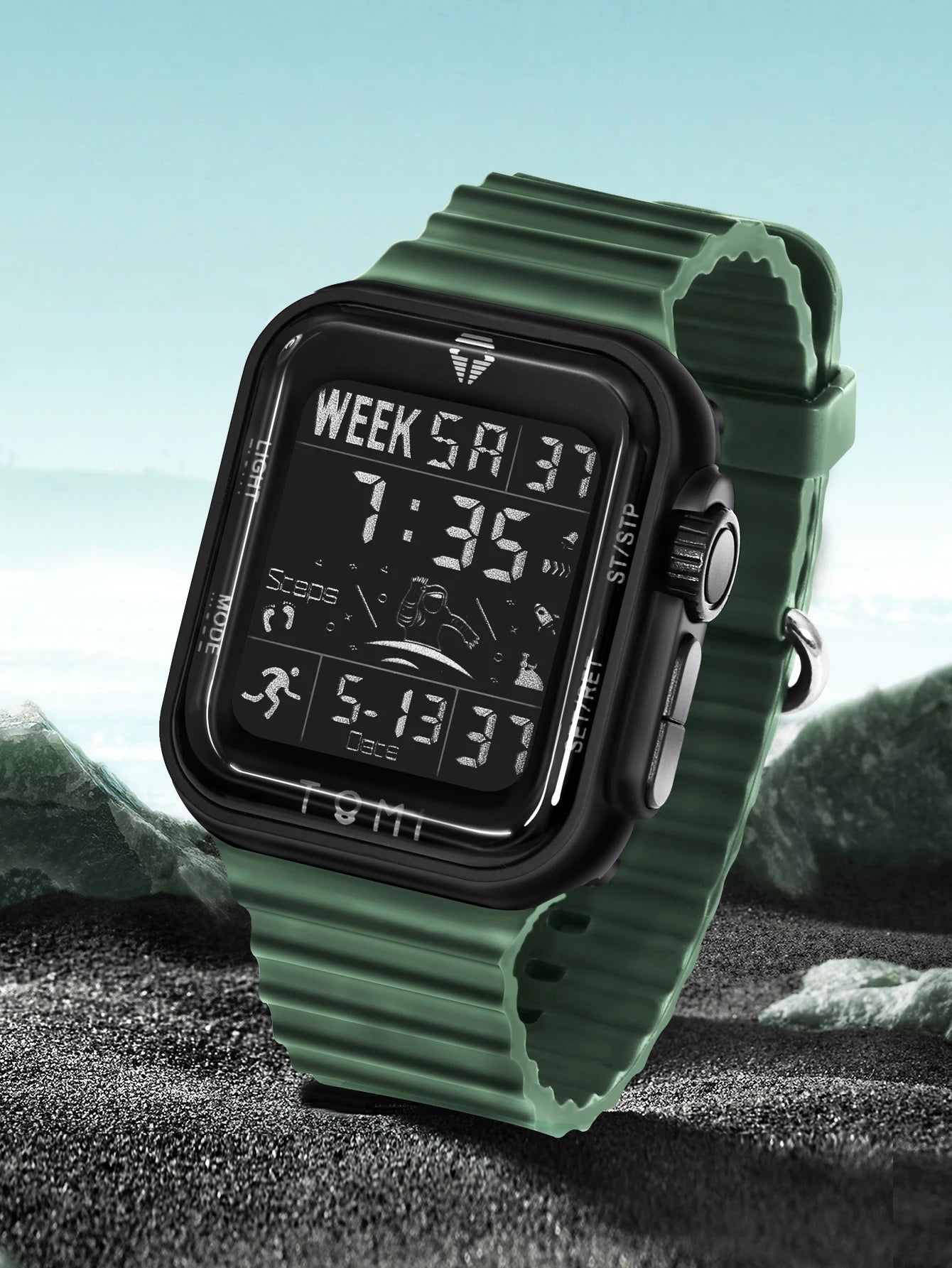 TOMI Pro Mens Smartwatch 1.86 '' AMOLED Tela Sensível Ao Toque Quadrado, Mostrador Obsidian, Data/Tempo/Semana Excluso Design Minimalista Elegante