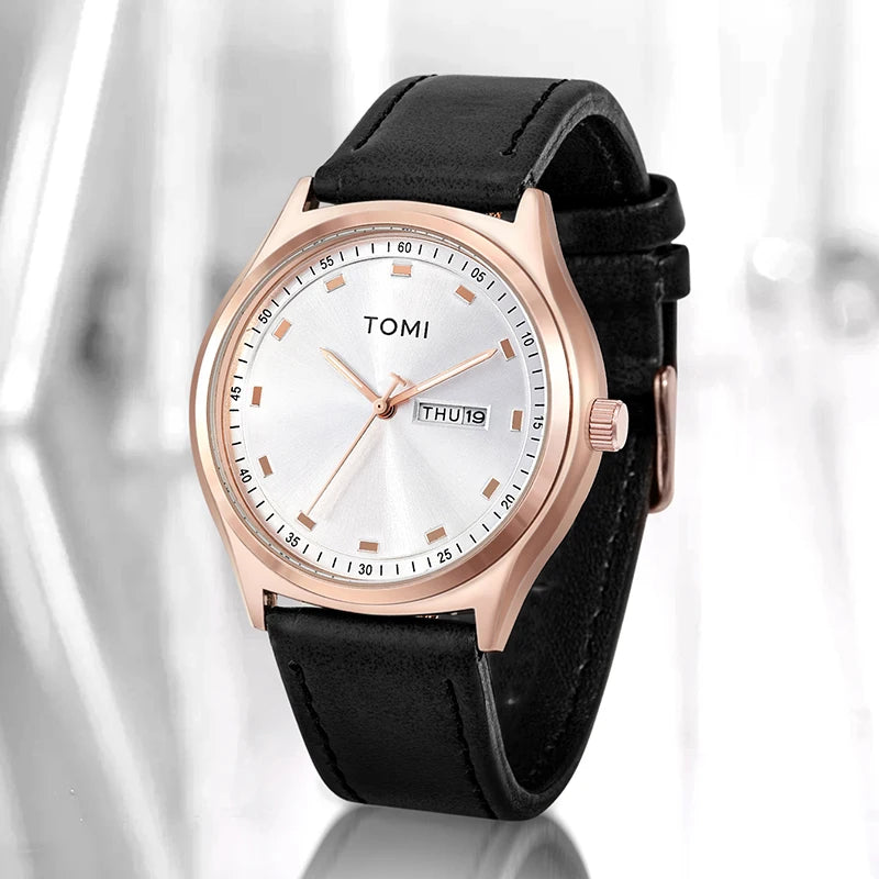 Tomi relógio masculino minimalista negócios casual relógio de quartzo masculino e feminino calendário elegante e versátil relógio de quartzo