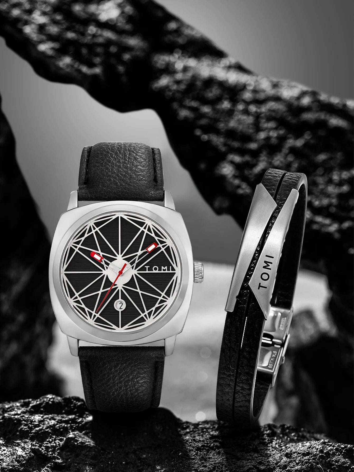 Tomi 2024 novo 2 pçs relógio masculino pulseira presente conjunto de luxo negócios versátil calendário relógio quartzo masculino e relógio presente reloj