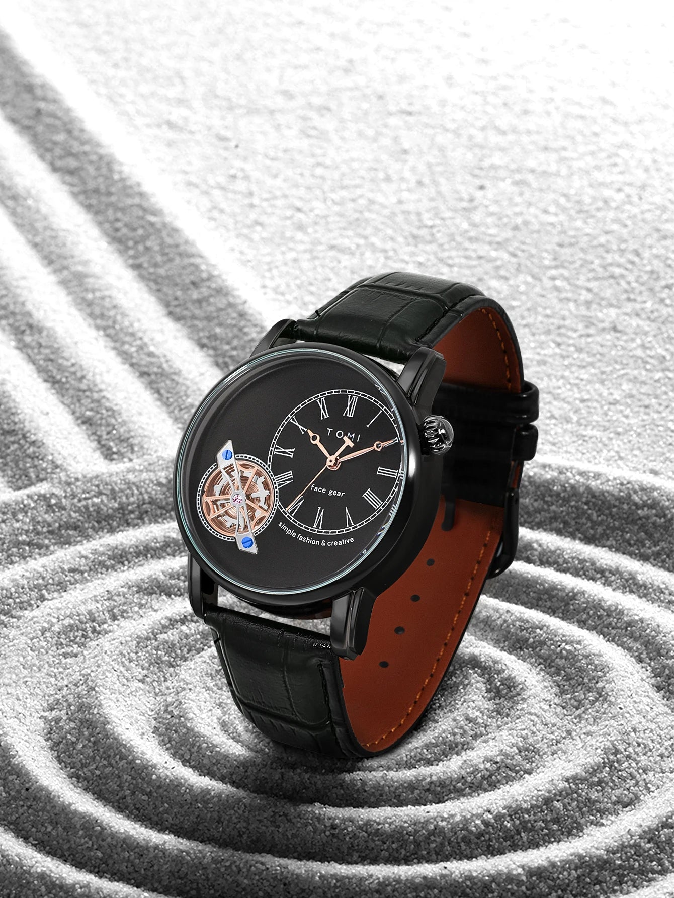 Tomi conjunto caixa de presente luxo e elegante relógio de quartzo masculino calendário de lazer pulseira dupla relógio de quartzo presente do festival