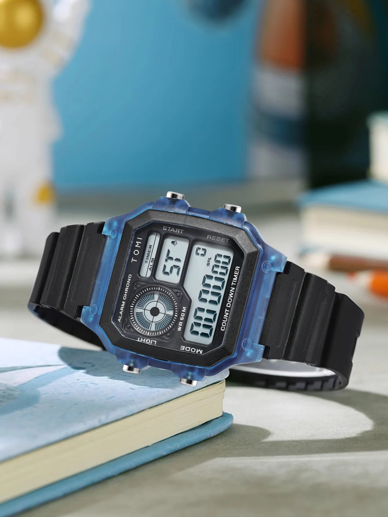TOMI Transparente Cyberpunk Relógio Digital Edgy Square Estilo Esportivo Display LED Botões Multi-Função Moda Streetwear Pulseira