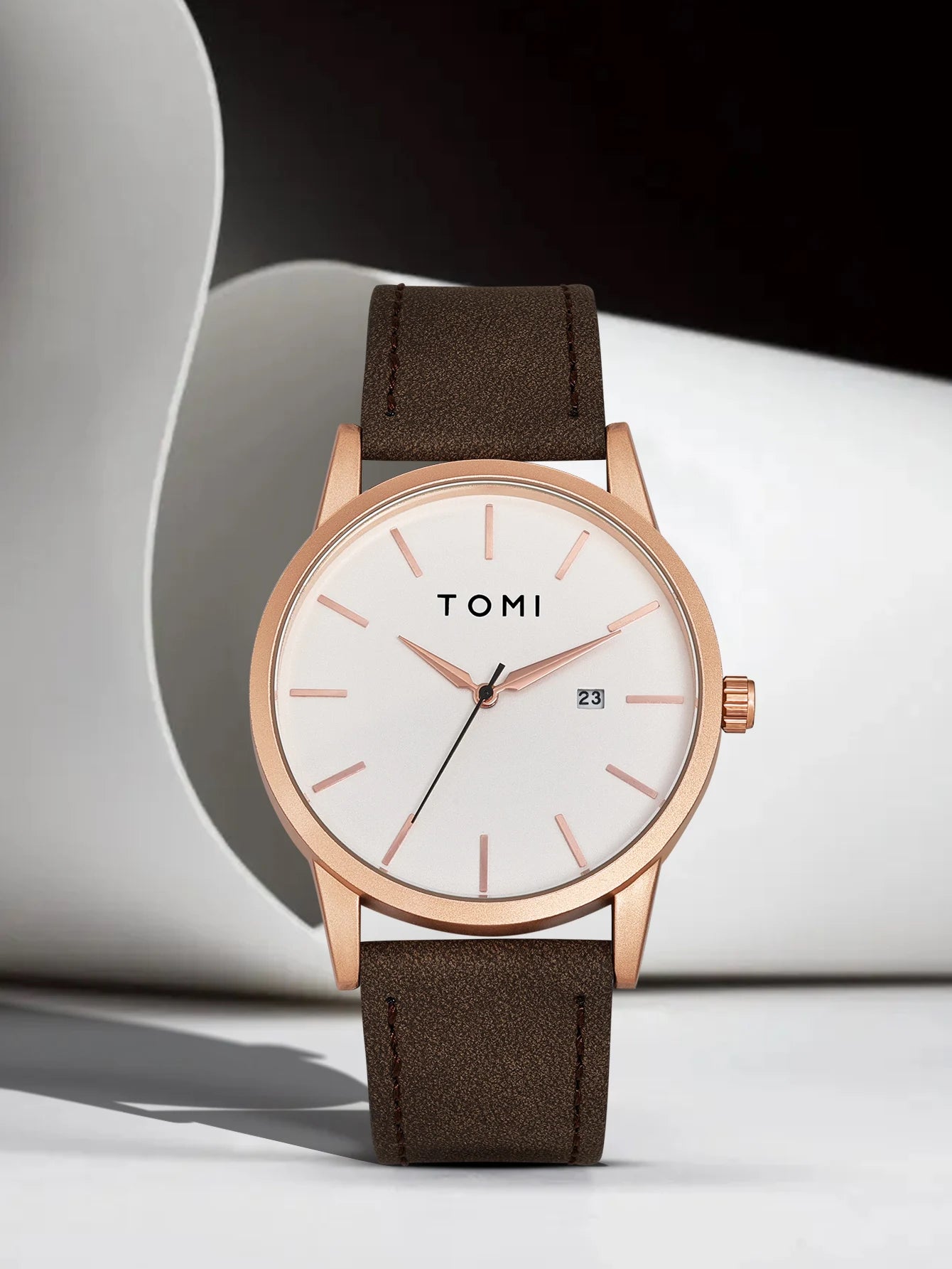 Relógio masculino da moda da marca TOMI luxuoso relógio de quartzo com design de mostrador de disco pequeno