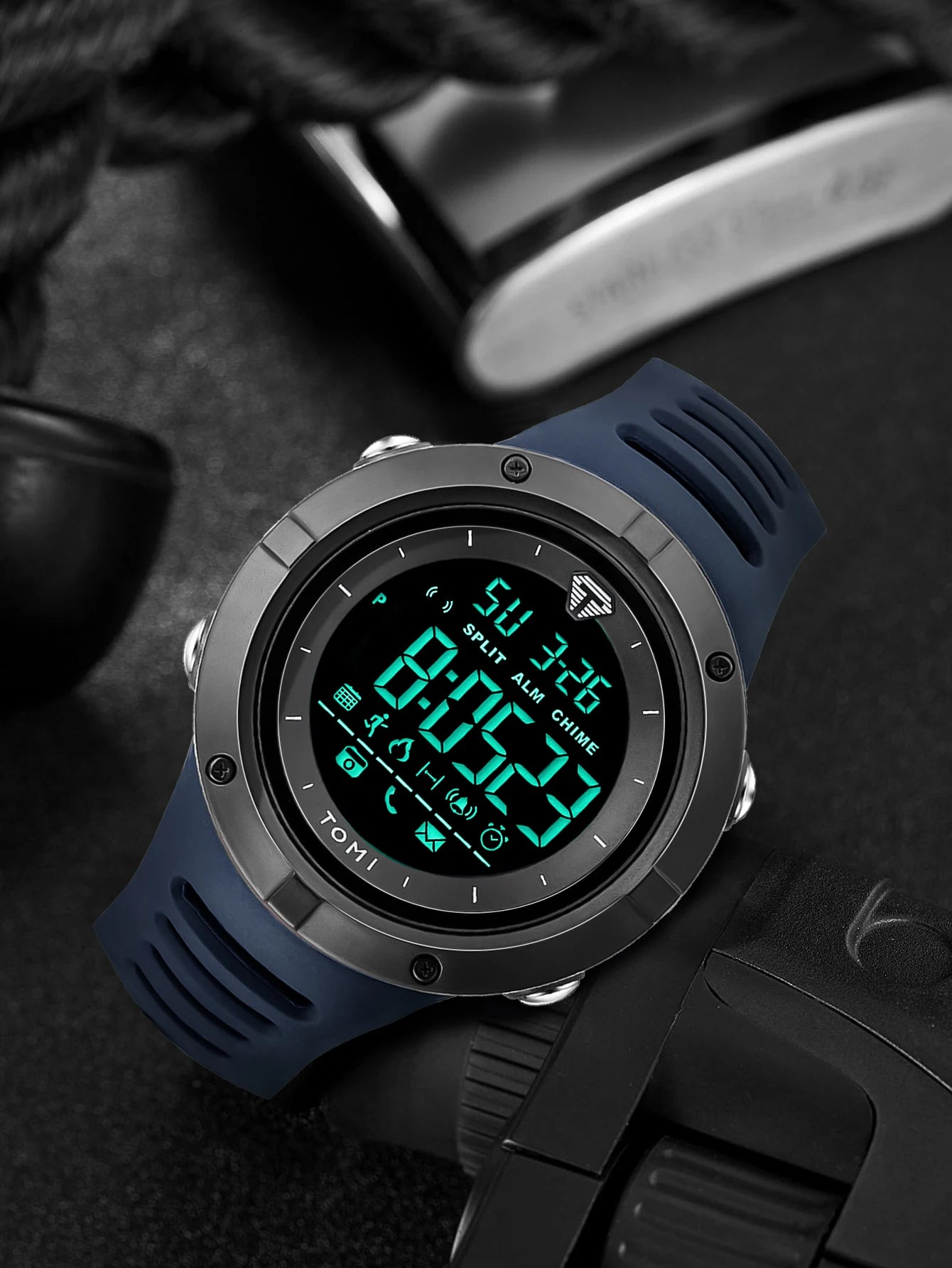 Relógio masculino TOMI Night Glow à prova d'água moda digital TPU material relógio esportivo