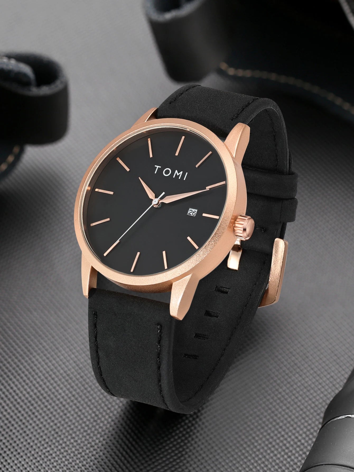 Relógio masculino da moda da marca TOMI luxuoso relógio de quartzo com design de mostrador de disco pequeno