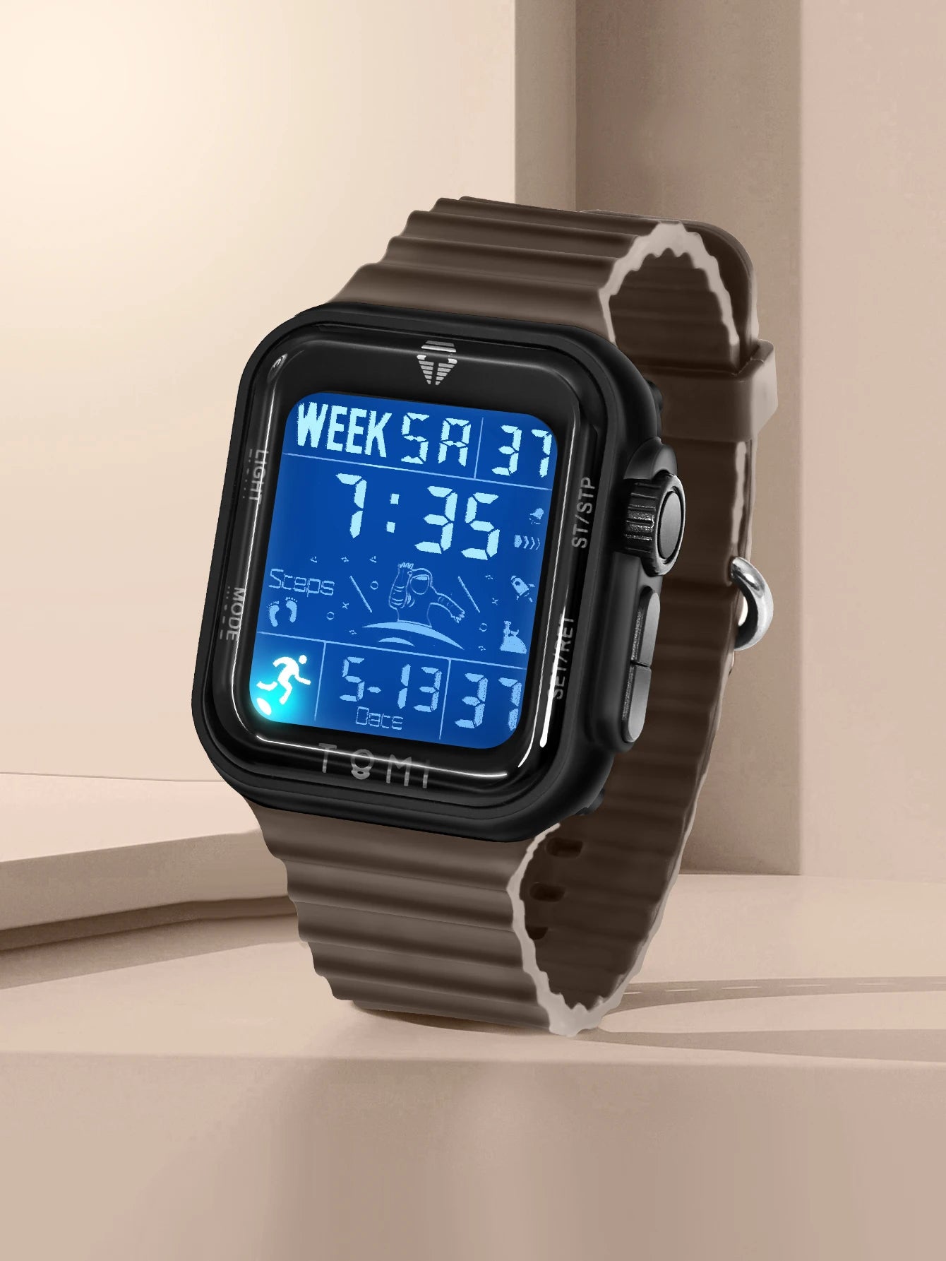 TOMI Pro Mens Smartwatch 1.86 '' AMOLED Tela Sensível Ao Toque Quadrado, Mostrador Obsidian, Data/Tempo/Semana Excluso Design Minimalista Elegante