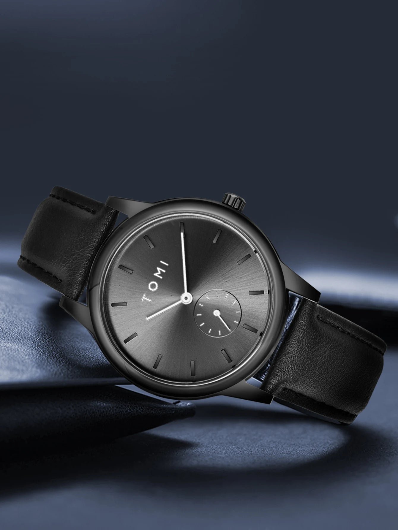 TOMI Fashion Masculino Relógio de quartzo com meio cinto de dois pinos casual e minimalista masculino
