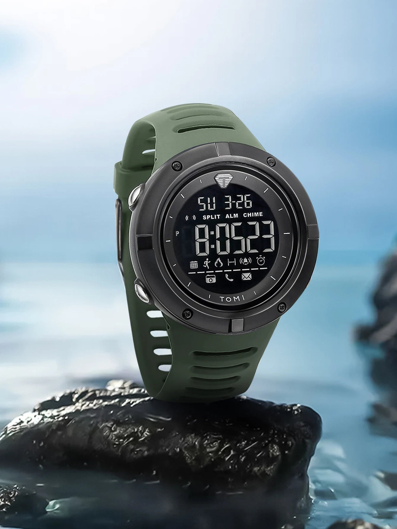 Relógio masculino TOMI Night Glow à prova d'água moda digital TPU material relógio esportivo