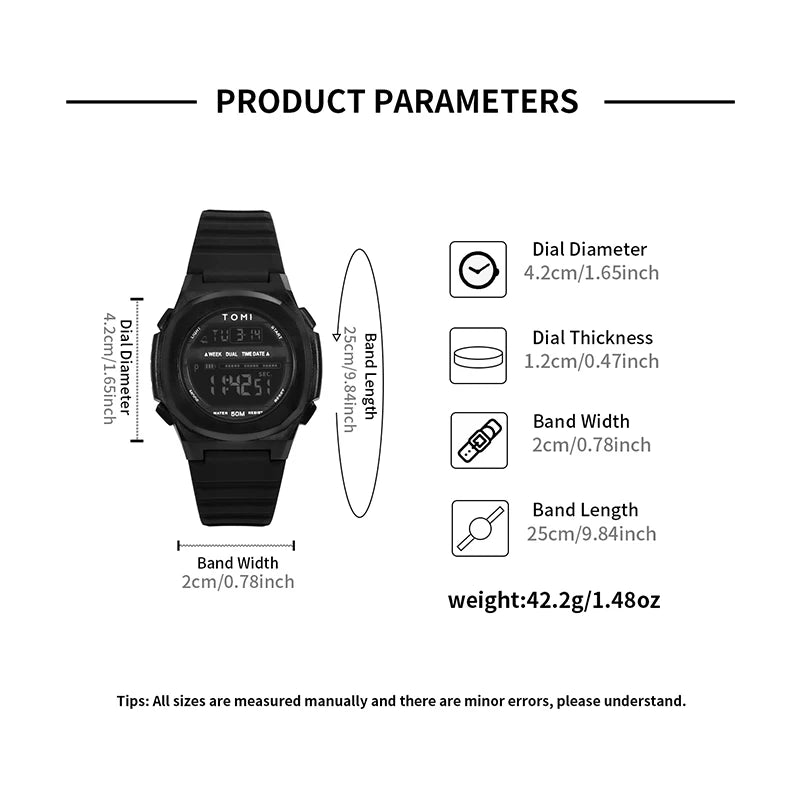 TOMI Moda Minimalista Relógio Digital Masculino e Feminino Data Esportes ao Ar Livre Relógio Eletrônico Estudante À Prova D 'Água