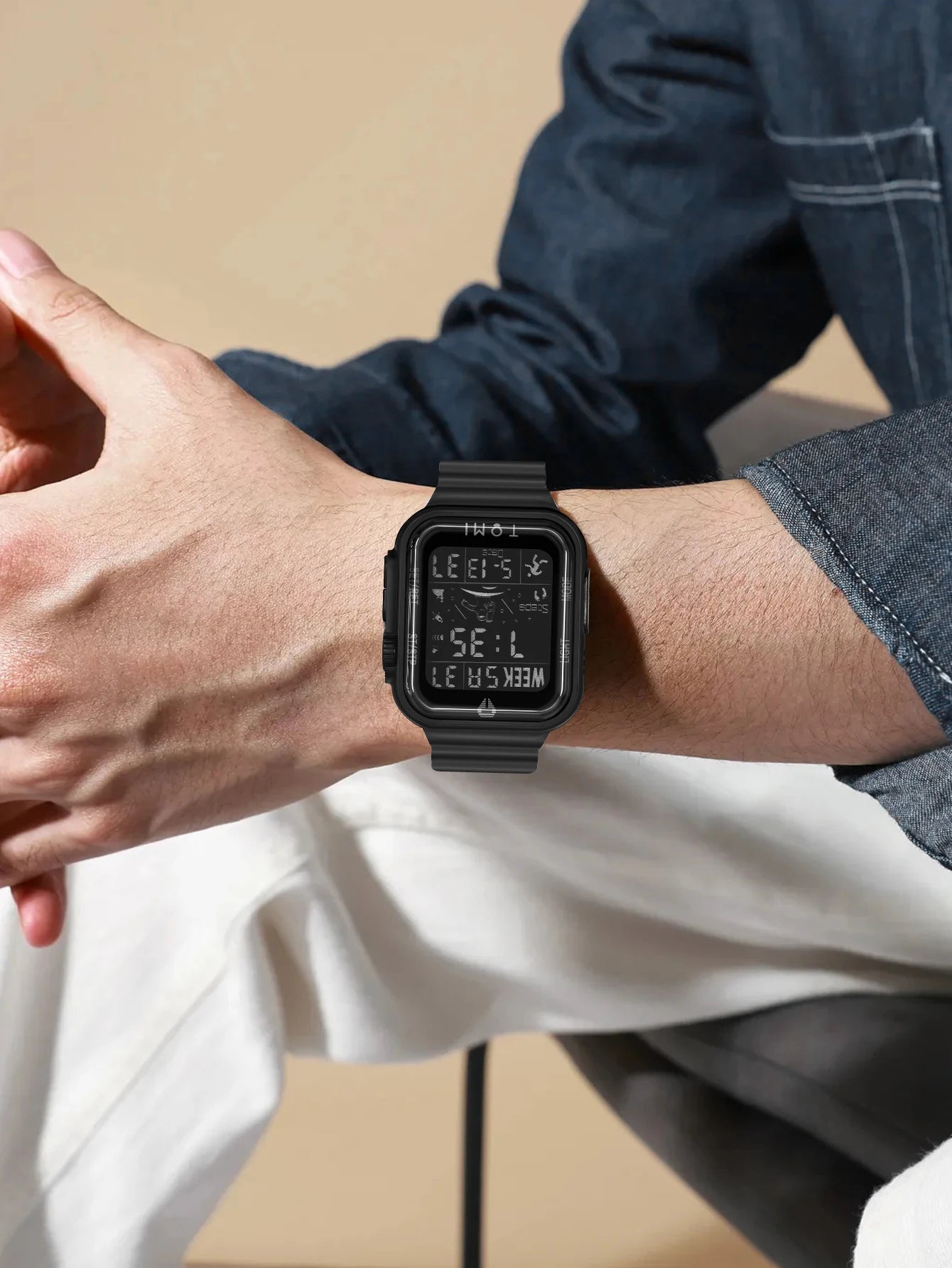 TOMI Pro Mens Smartwatch 1.86 '' AMOLED Tela Sensível Ao Toque Quadrado, Mostrador Obsidian, Data/Tempo/Semana Excluso Design Minimalista Elegante