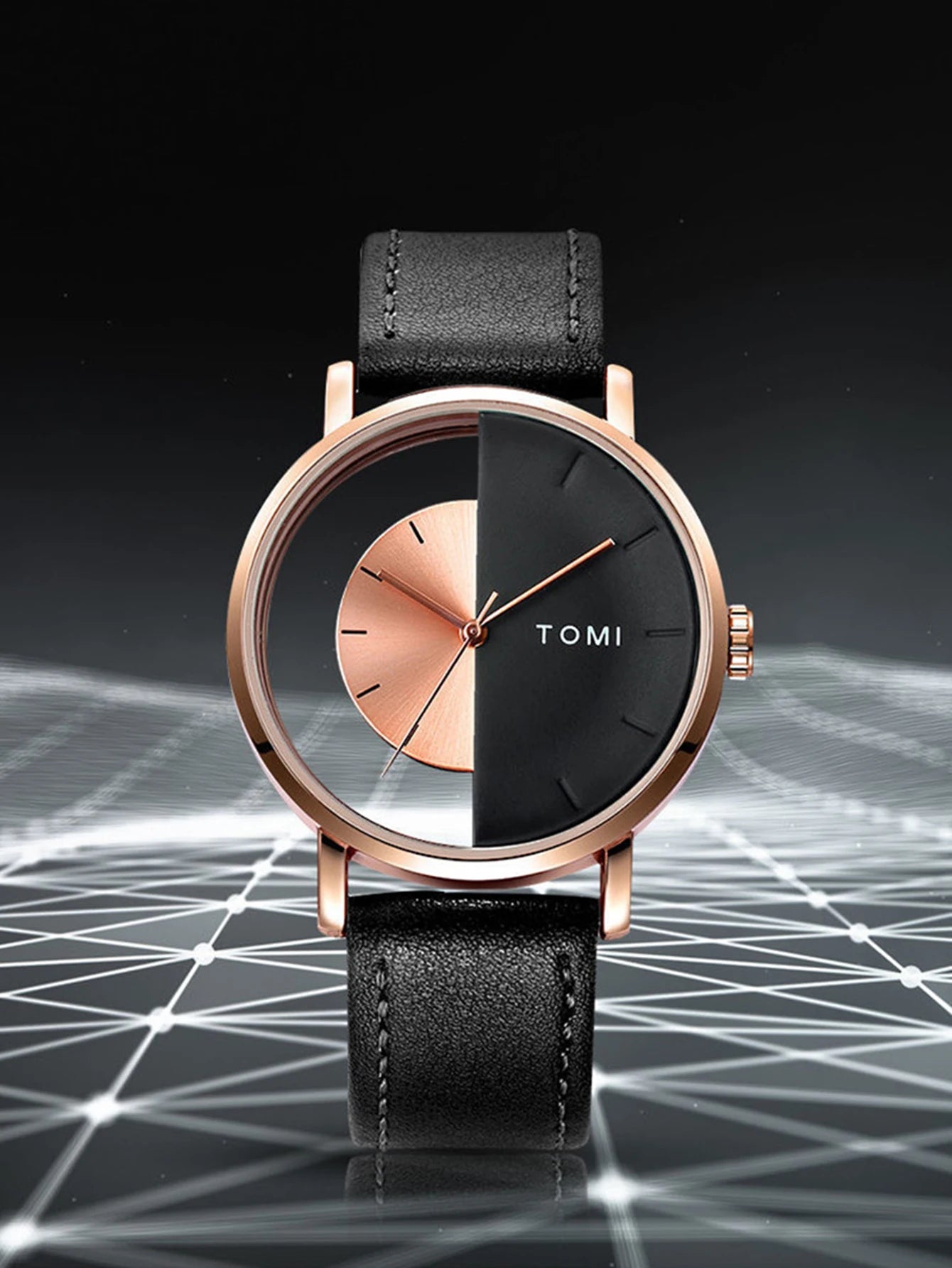 Relógio de quartzo com design oco simples da moda TOMI