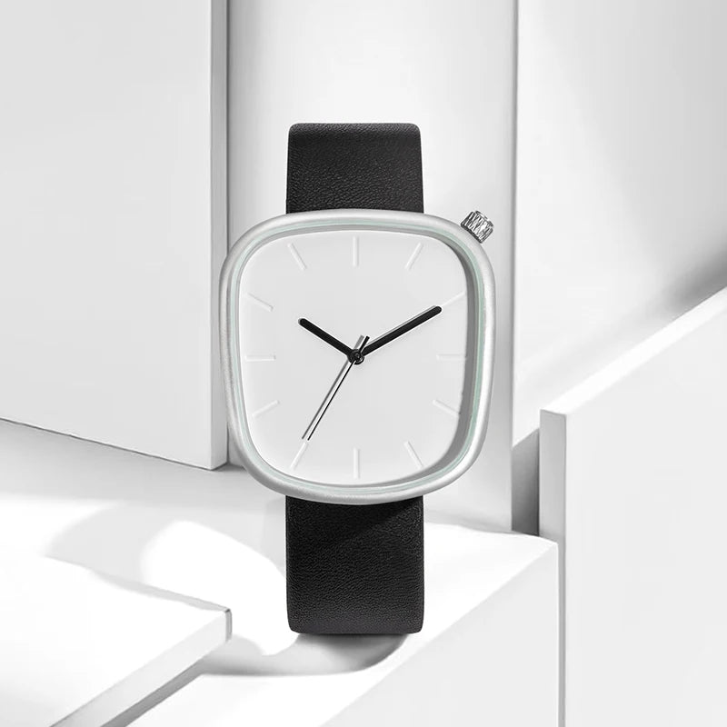 TOMI Relógio Minimalista Masculino Moda Versátil Relógio Quadrado Masculino e Feminino Escala Preto e Branco Relógio de Quartzo Premium