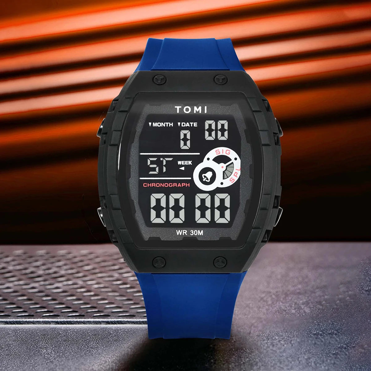 TOMI Esporte Masculino Multi funcional Relógio Esportivo Ao Ar Livre À Prova D 'Água Data Luminosa LED Digital Estudante Relógio Eletrônico