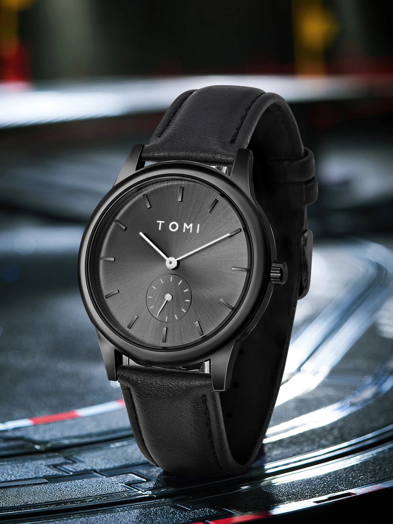 TOMI Fashion Masculino Relógio de quartzo com meio cinto de dois pinos casual e minimalista masculino
