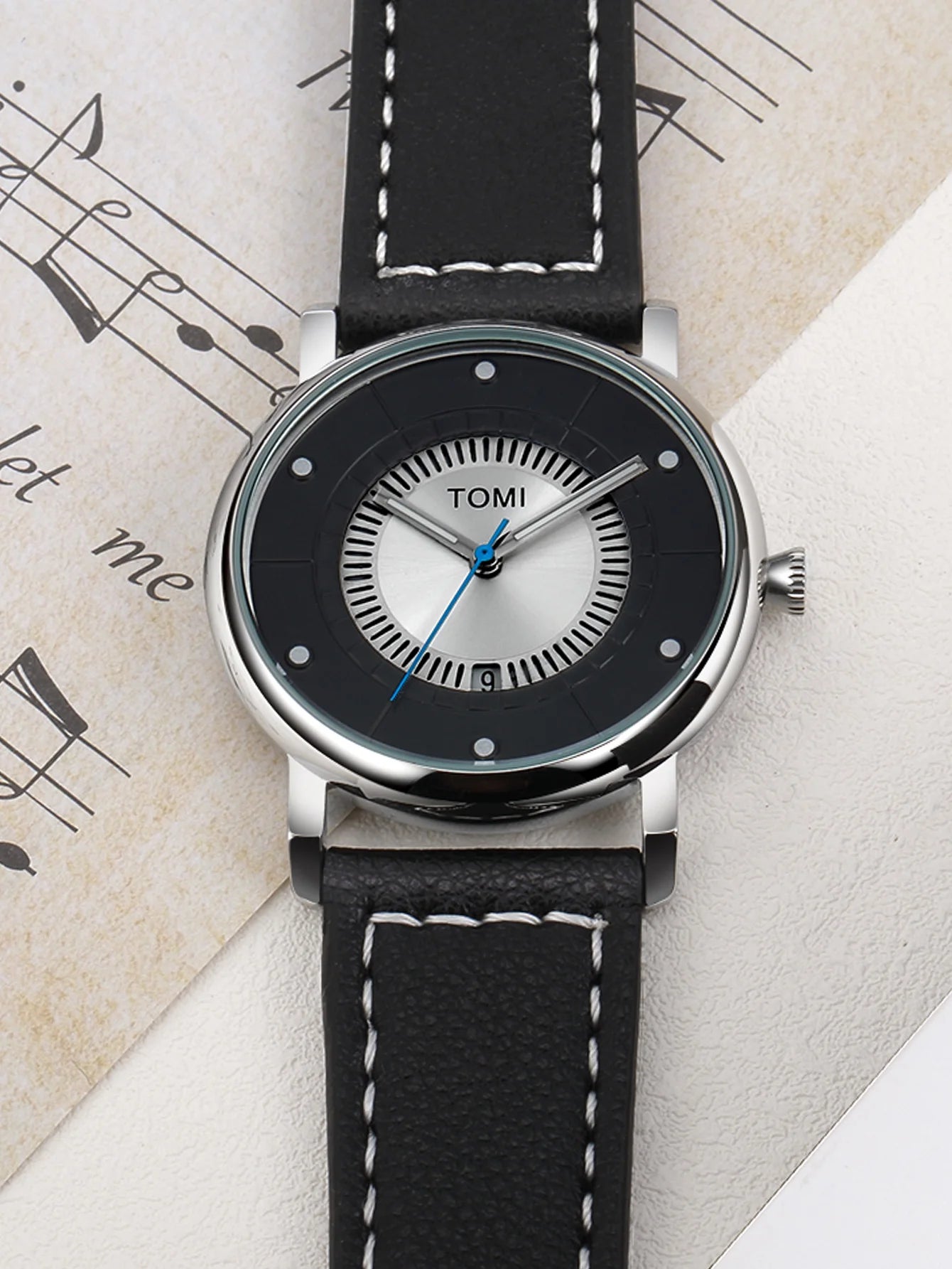 TOMI Relógio Masculino Minimalista Couro Preto Moda Minimalista Relógio de Quartzo Masculino Premium Business Quartz Watch