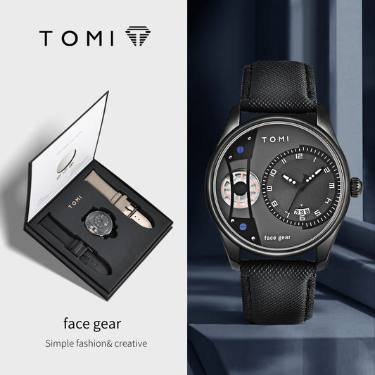 Tomi conjunto caixa de presente para negócios minimalista relógio de quartzo luxo versátil pulseira dupla destacável relógio festival presente
