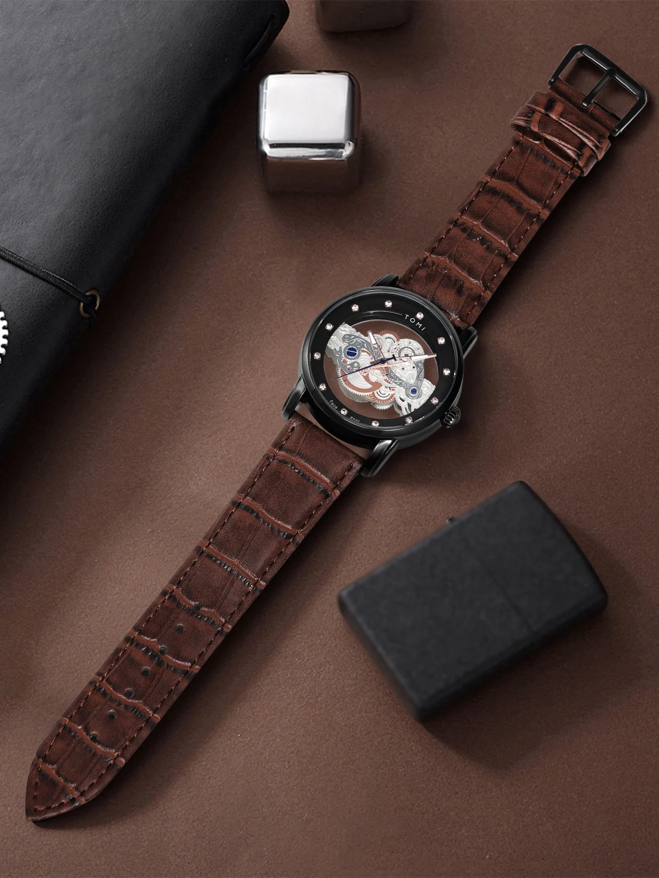 TOMI Novo relógio popular de luxo casual masculino e feminino relógio de quartzo com diamante oco