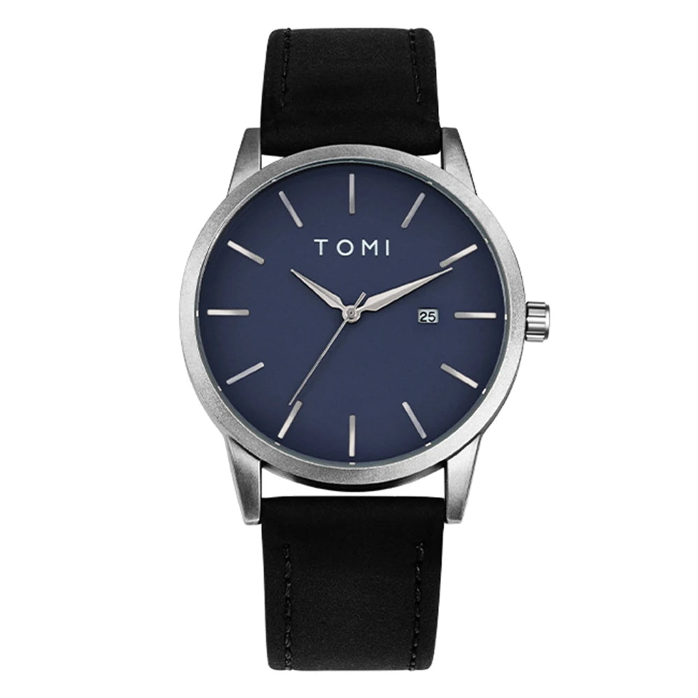 Relógio masculino da moda da marca TOMI luxuoso relógio de quartzo com design de mostrador de disco pequeno