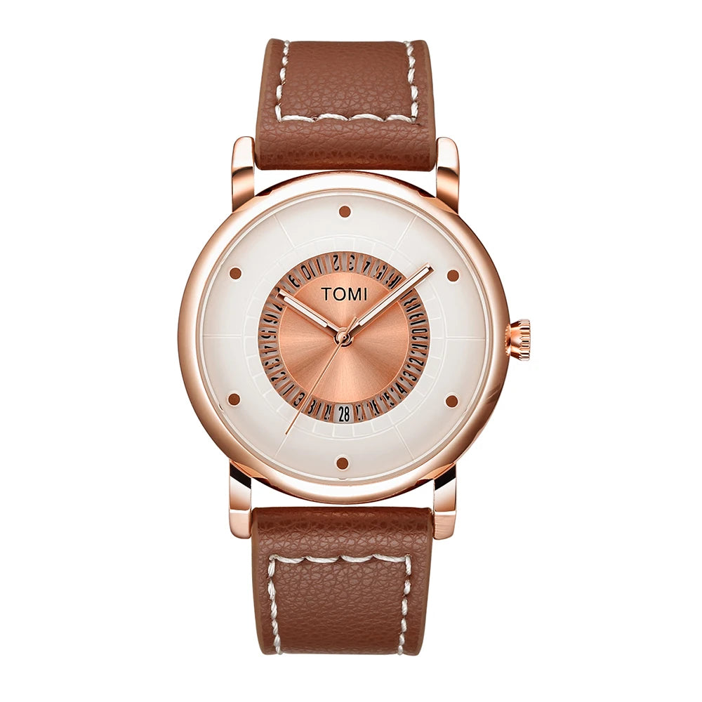 TOMI Relógio Masculino Minimalista Couro Preto Moda Minimalista Relógio de Quartzo Masculino Premium Business Quartz Watch